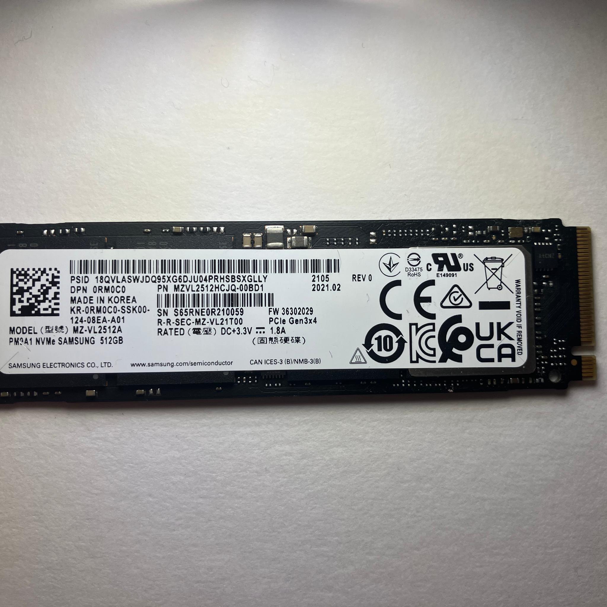 Samsung PM9A1 512GB SSD Gen3x4 512MB DRAM | NVME M.2 2280 | Solid State Drive | 89% Health