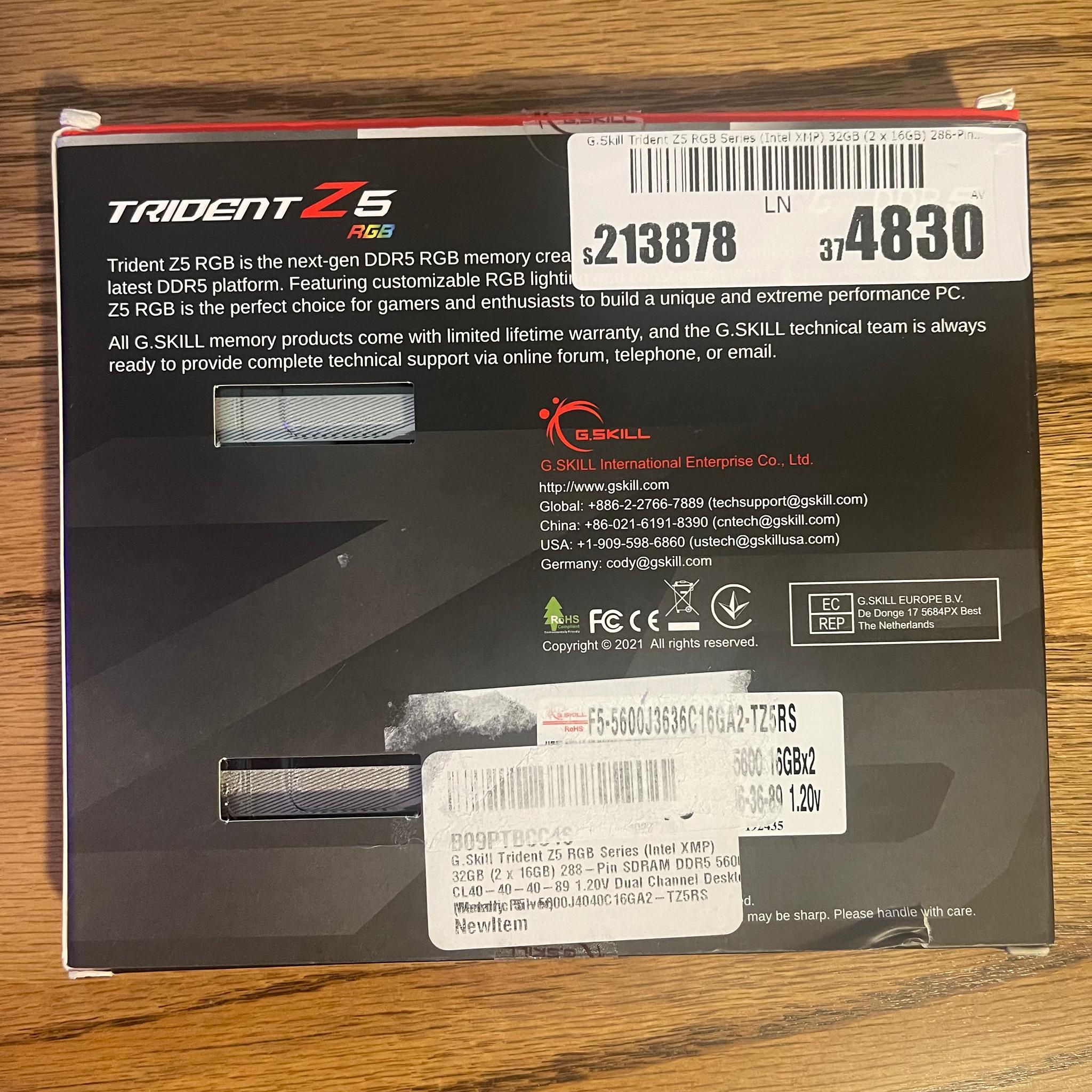 G.Skill TridentZ5 RGB DDR5 5600 32GB (2x16GB)