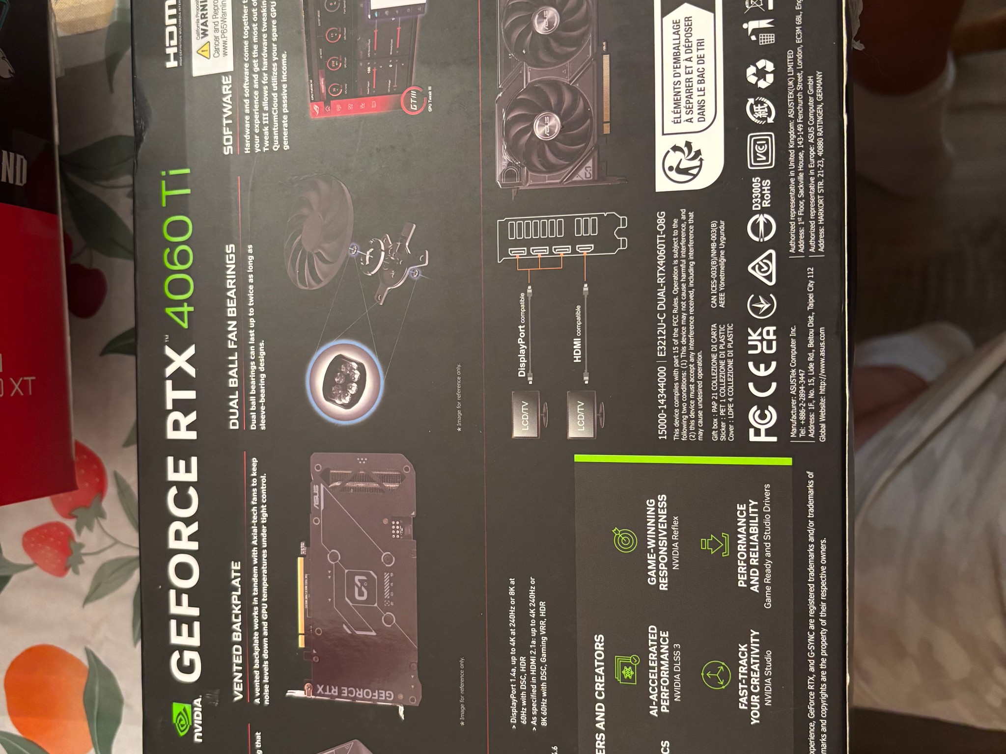 ASUS Dual GeForce RTX 4060 Ti OC Edition 8GB GDDR6. Barley used, kept in box