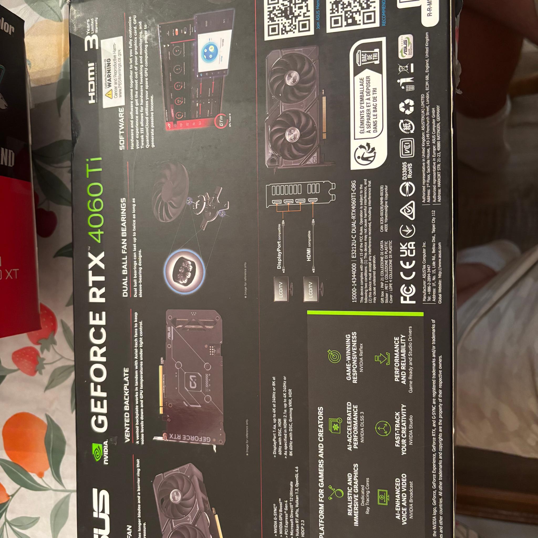ASUS Dual GeForce RTX 4060 Ti OC Edition 8GB GDDR6. Barley used, kept in box