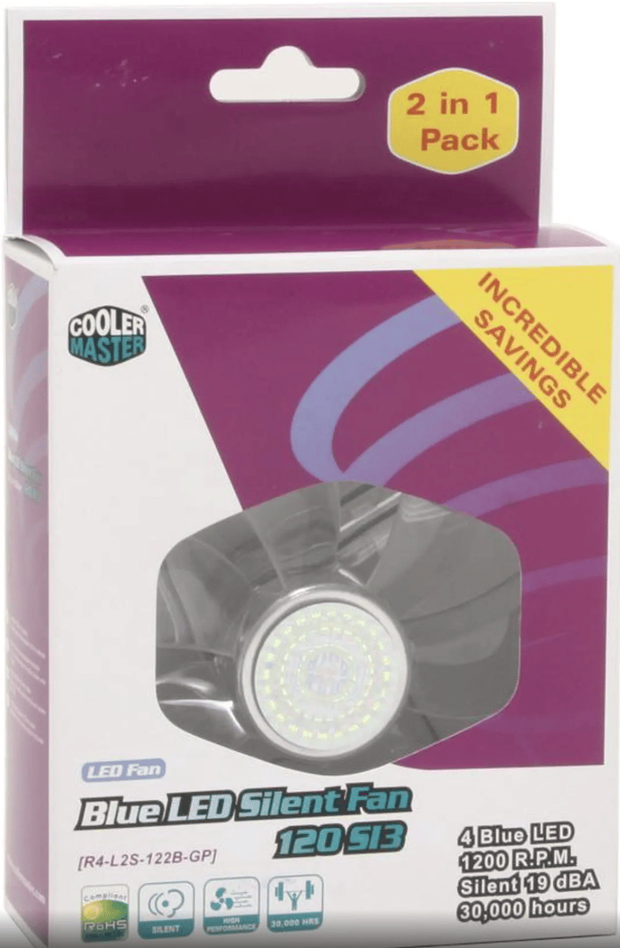 NEW COOLER MASTER 120mm (BLUE LED) COMPUTER CASE FANS (VALUE TWO-PACK)