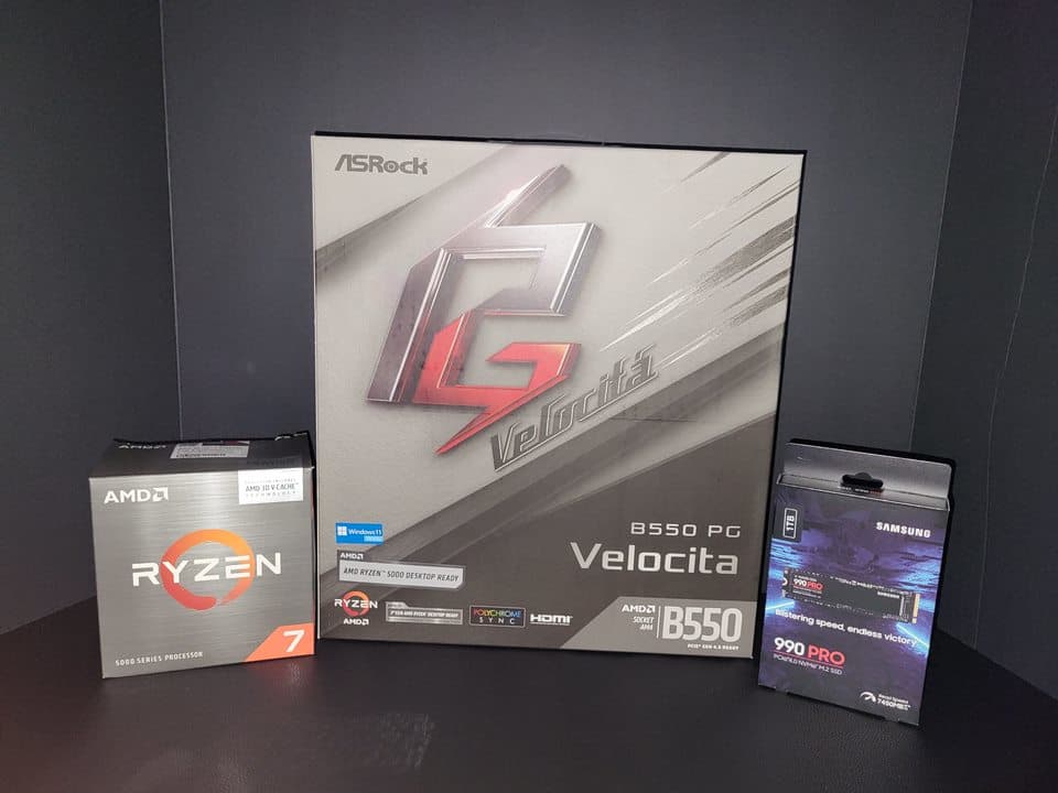SALE !!! Asrock B550 PG Velocita w/  R7 5700X3D, 32GB Kit (2x16GB) DDR4 3200MHz, 1TB 990 Pro