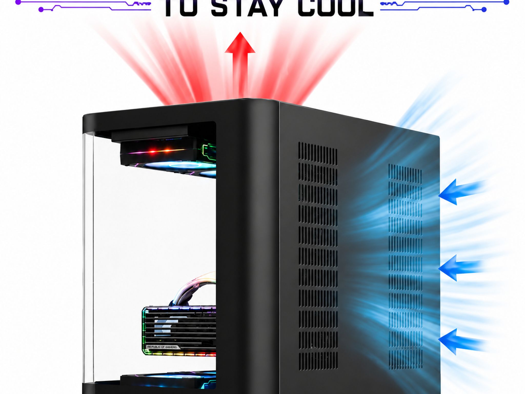 Black Tempered Glass ARGB Fish Tank MATX PC Case