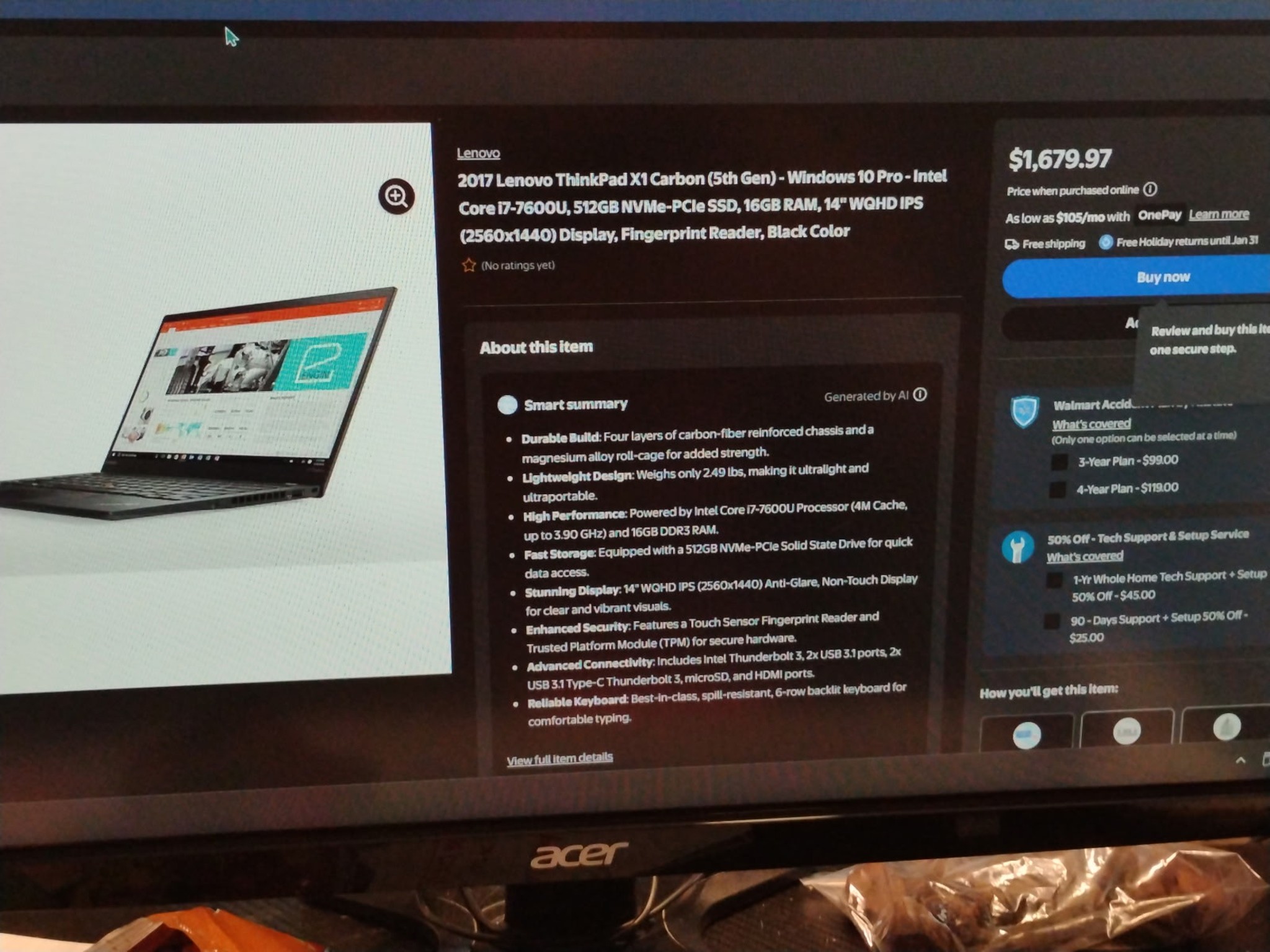Lenovo X1 Carbon 5th gen