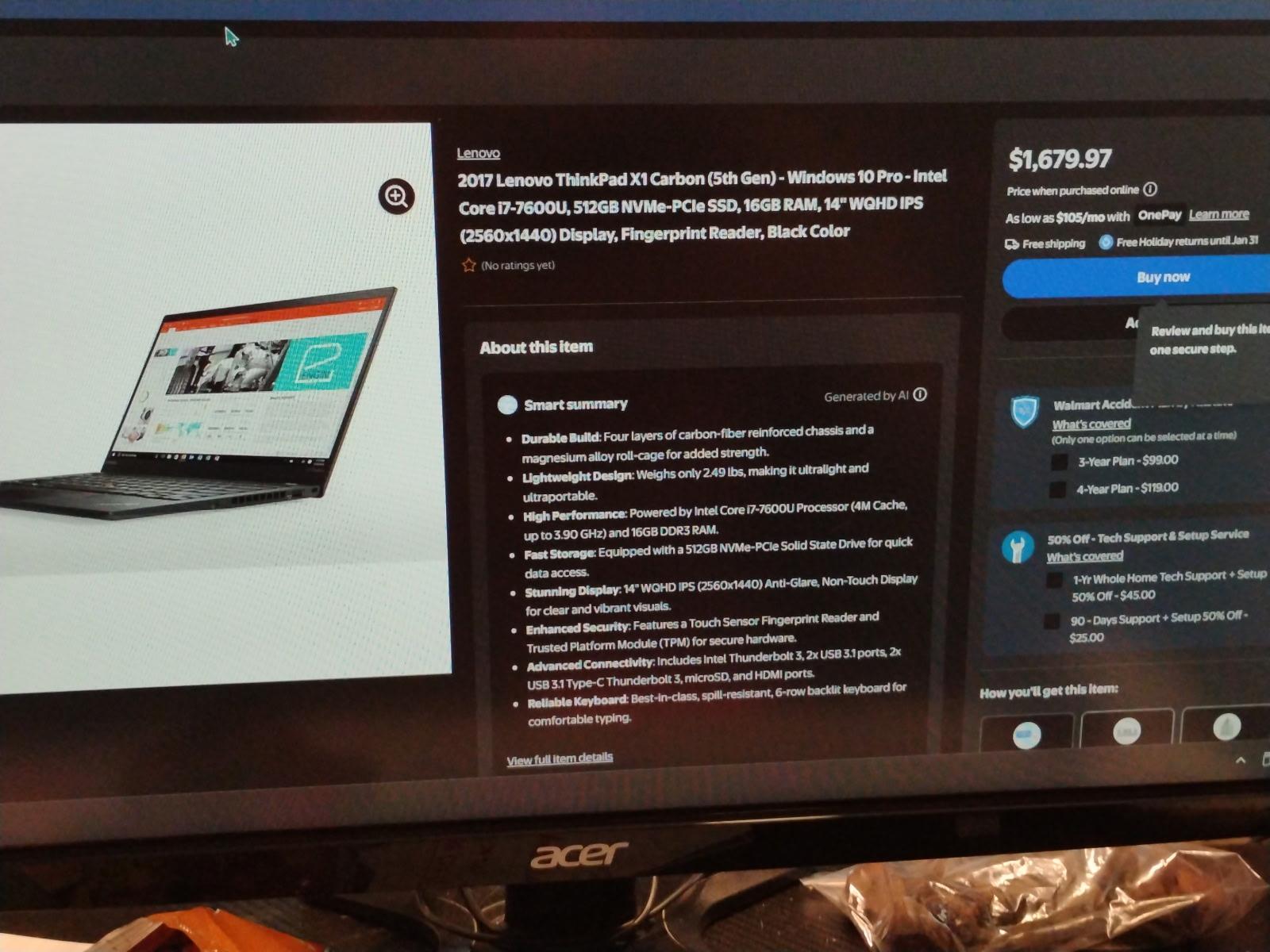 Lenovo X1 Carbon 5th gen
