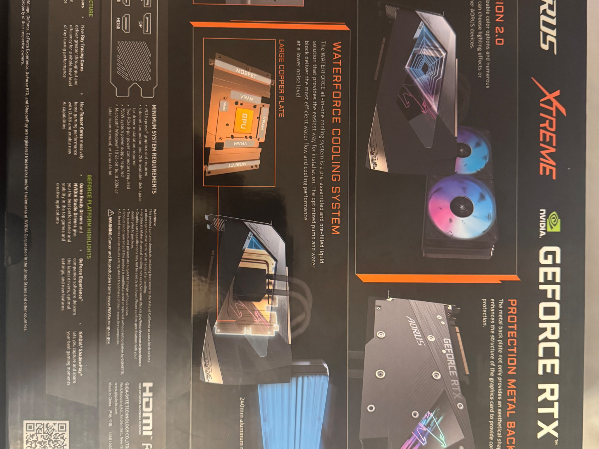 NVIDIA 3080 10G Aorus Xtreme Waterforce Water Cooled 240mm AIO