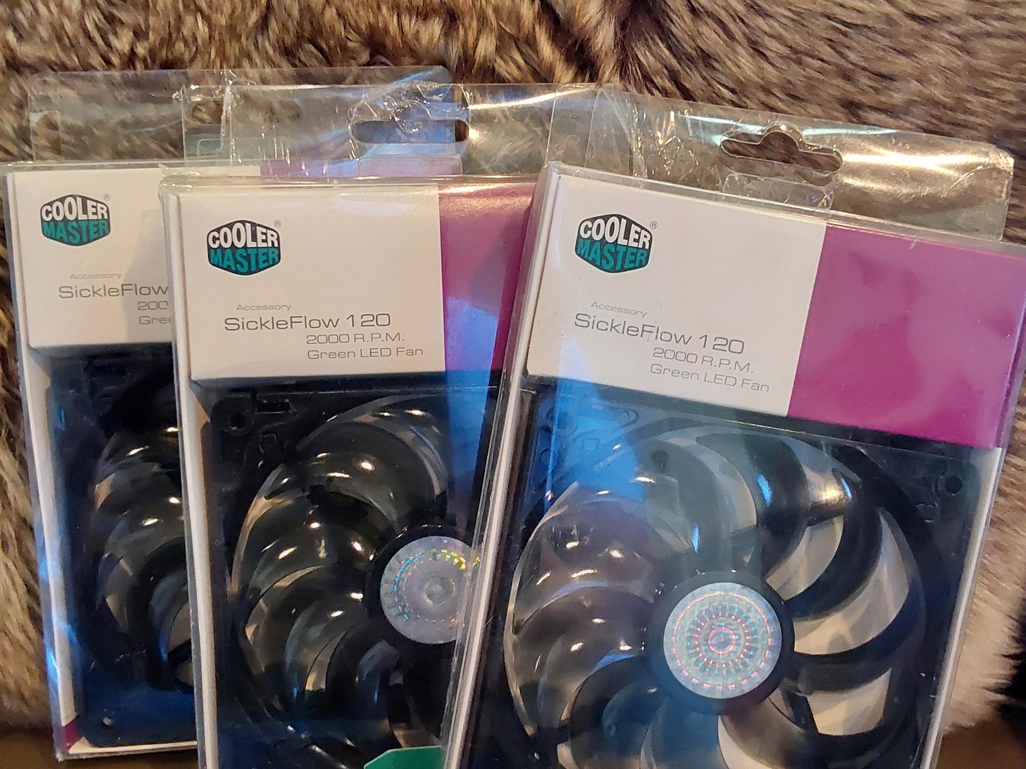 NEW COOLER MASTER “SickleFlow” 120mm (GREEN LED) Computer Case Fans (SET OF 3)