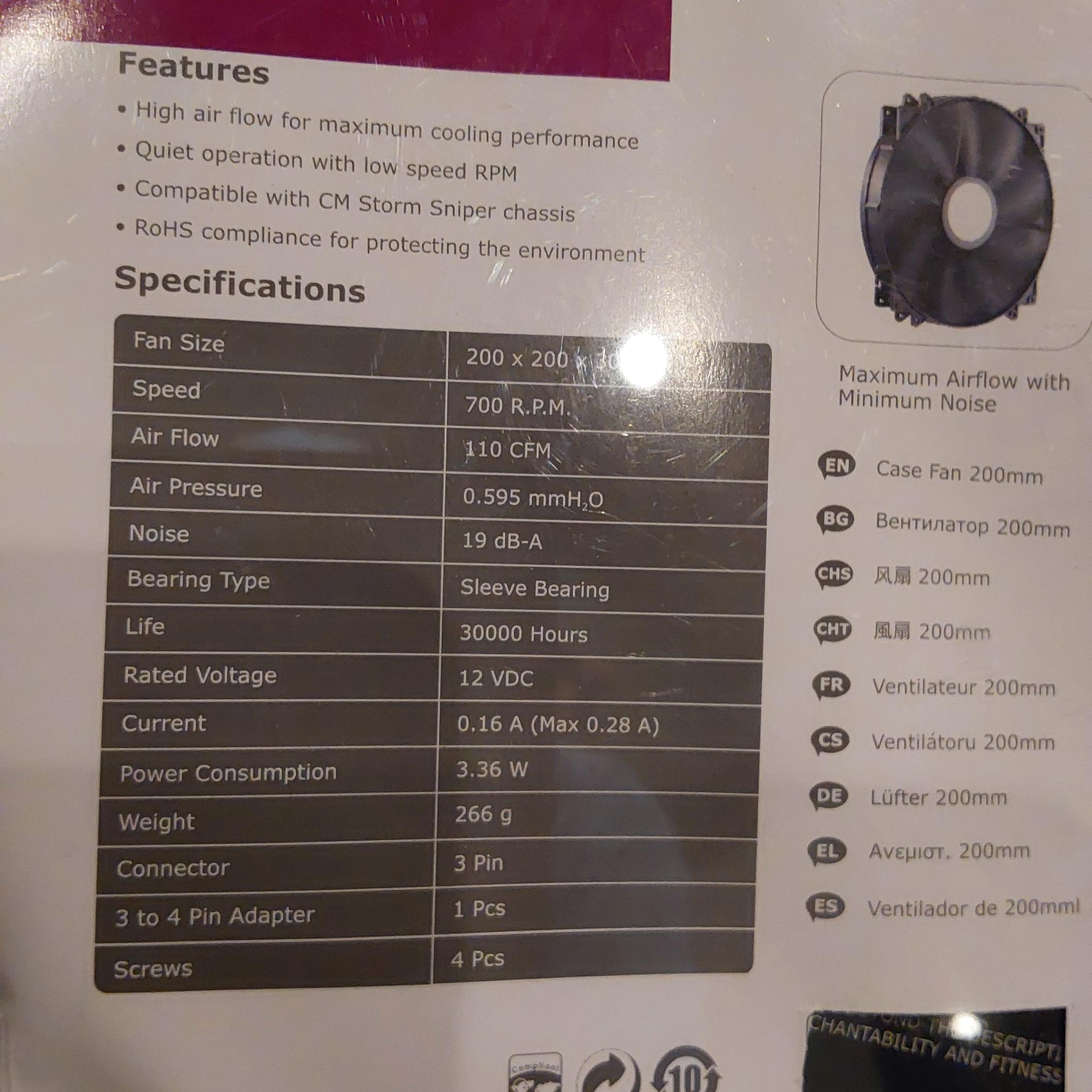 NEW COOLER MASTER MEGAFLOW 200mm SILENT CASE FAN