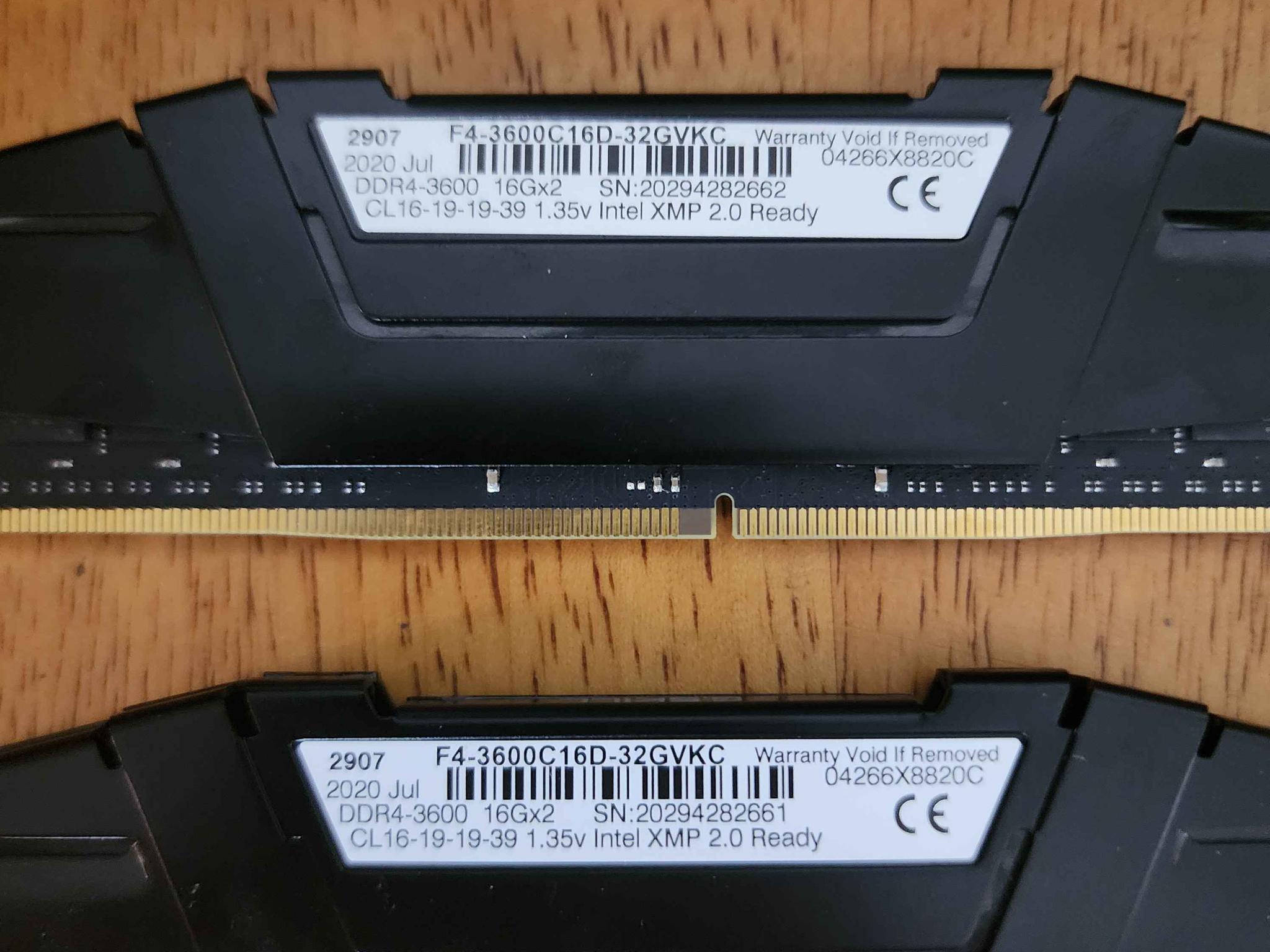 G.SKILL Ripjaws V Series (Intel XMP) DDR4 RAM 16GB (2x8GB) 3600MT/s CL16-19-19-39 1.35V