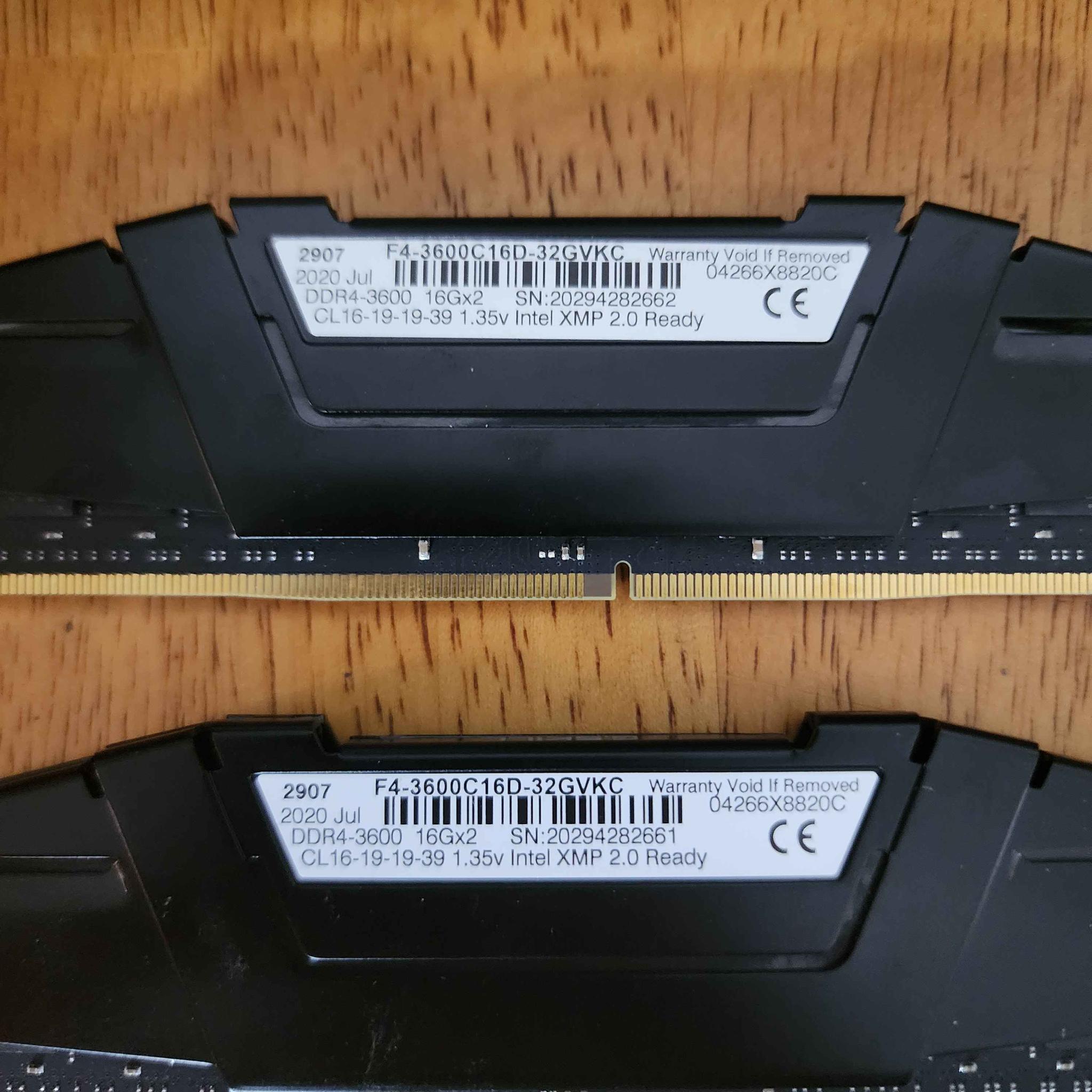 G.SKILL Ripjaws V Series (Intel XMP) DDR4 RAM 16GB (2x8GB) 3600MT/s CL16-19-19-39 1.35V