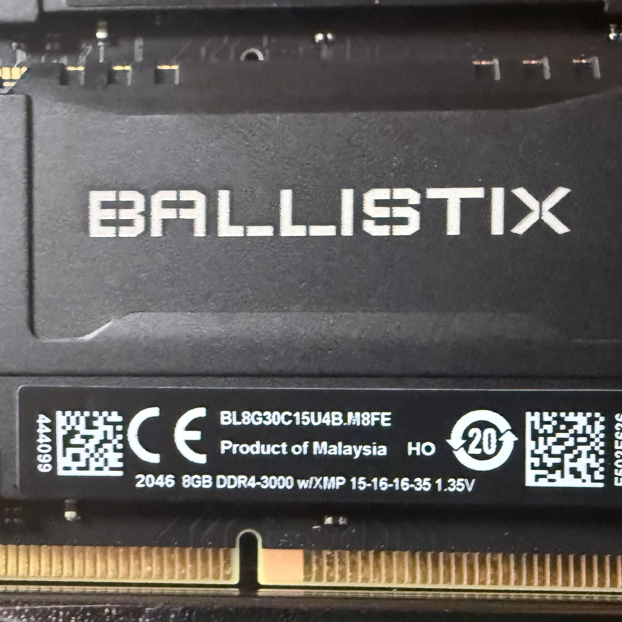 Crucial Ballistix DDR4 32GB (4x8GB) 3000MHz Memory Kit