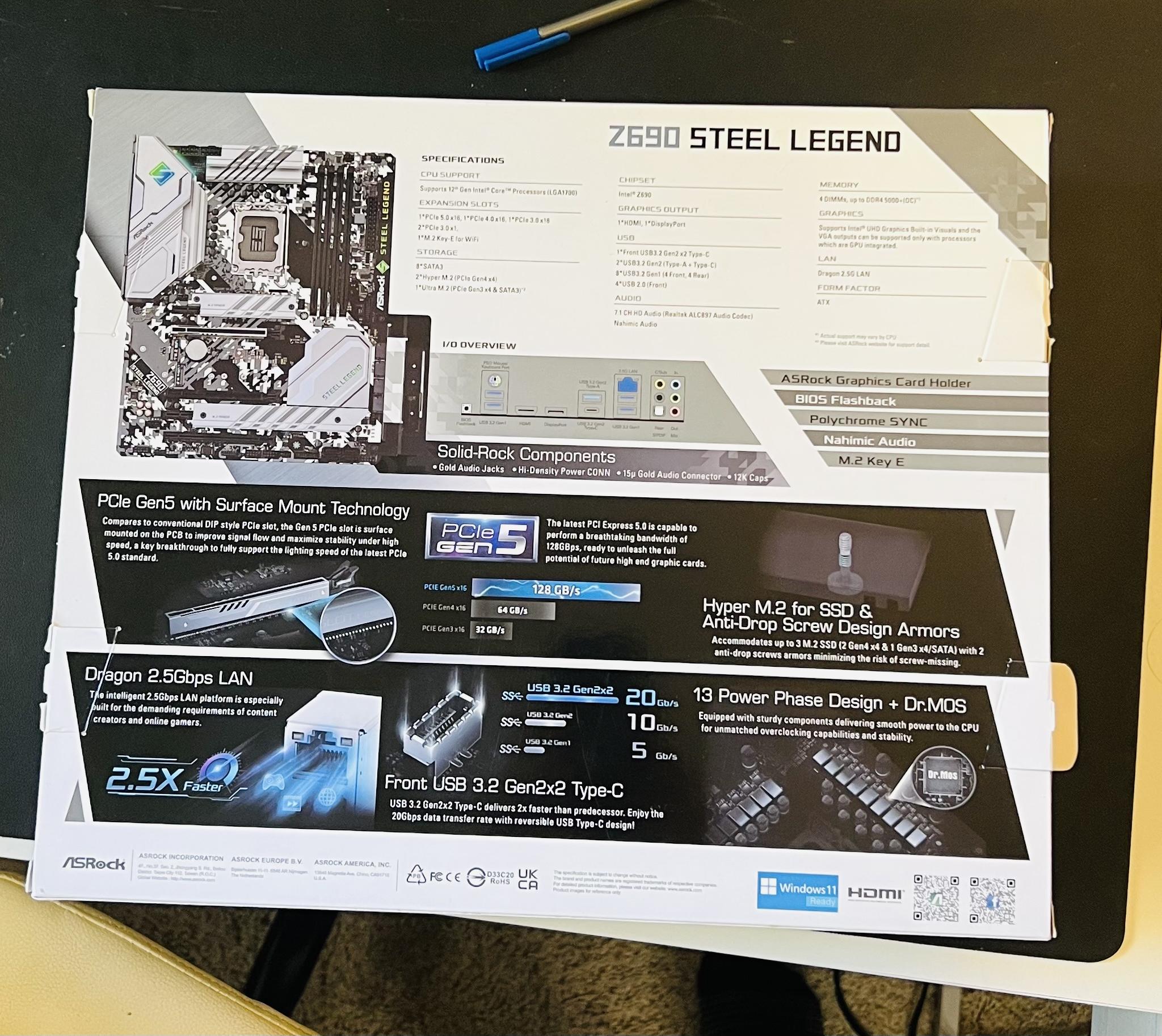 ASRock Steel Legend Z690 MOBO | New in Box | LGA 1700 | Intel 14th, 13th and 12th Gen Supported