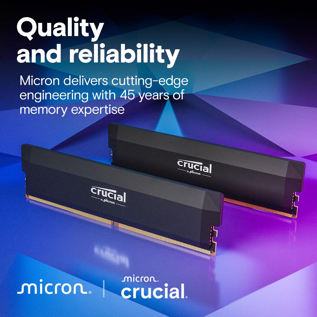 NEW! 64GB 2x32GB Crucial Pro DDR5-6400 CL40 Memory Kit Black