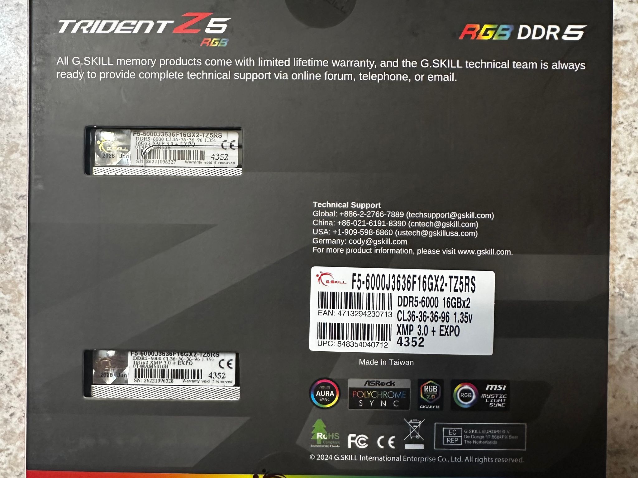 G.Skill Trident Z5 32GB DDR5-6000 (2x16GB)