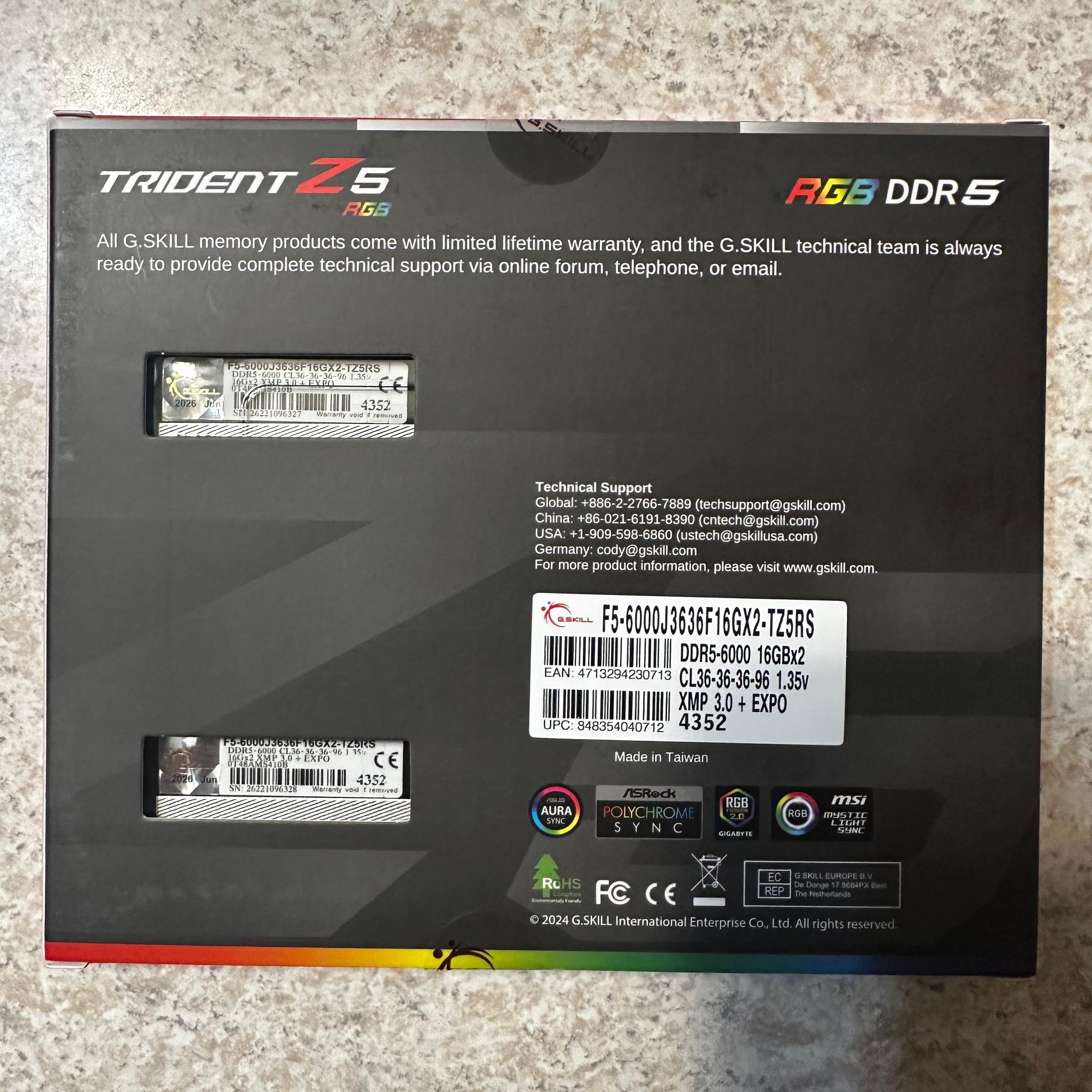 G.Skill Trident Z5 32GB DDR5-6000 (2x16GB)
