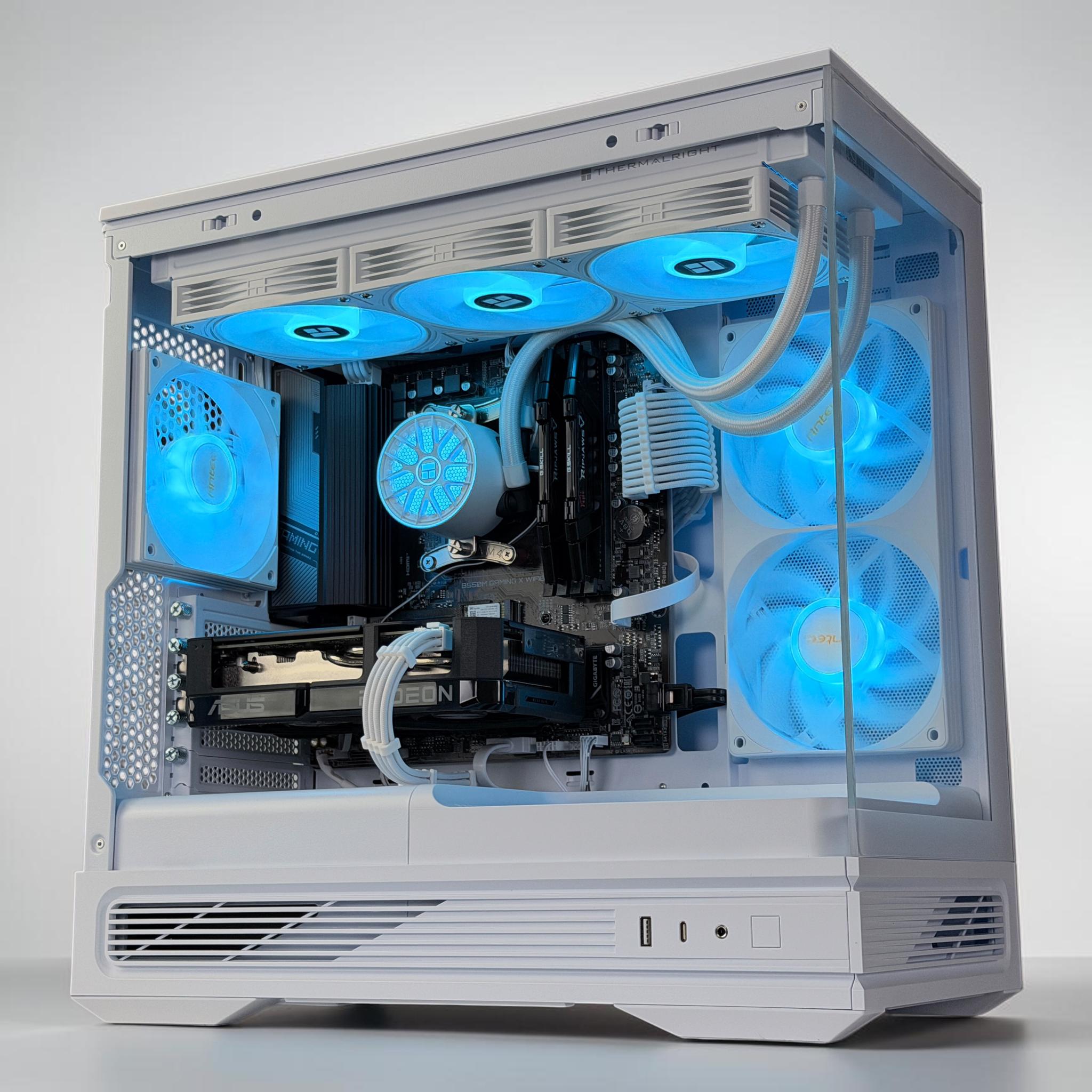 💧🧬Liquid Cooled Gaming PC🚀 AMD RX 9600 XT 16GB🚀AMD Ryzen 7 5800X🚀 16GB DDR4🚀 1TB SSD