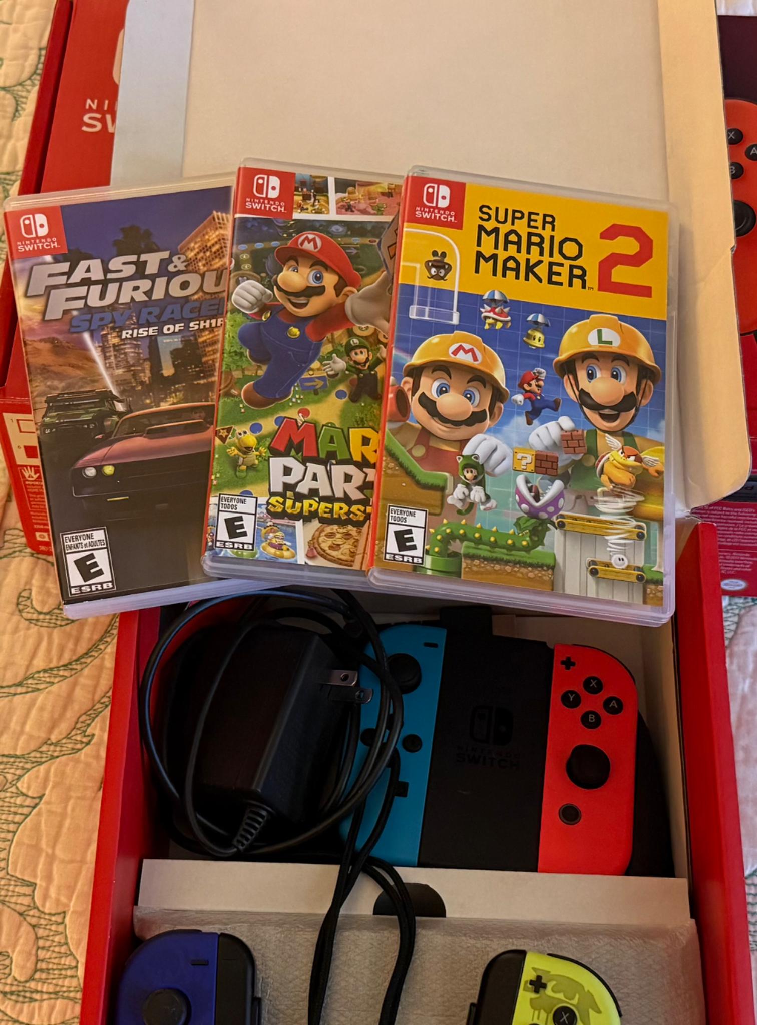 Nintendo Switch Console w/ 3 Games and 2 Joy-cons