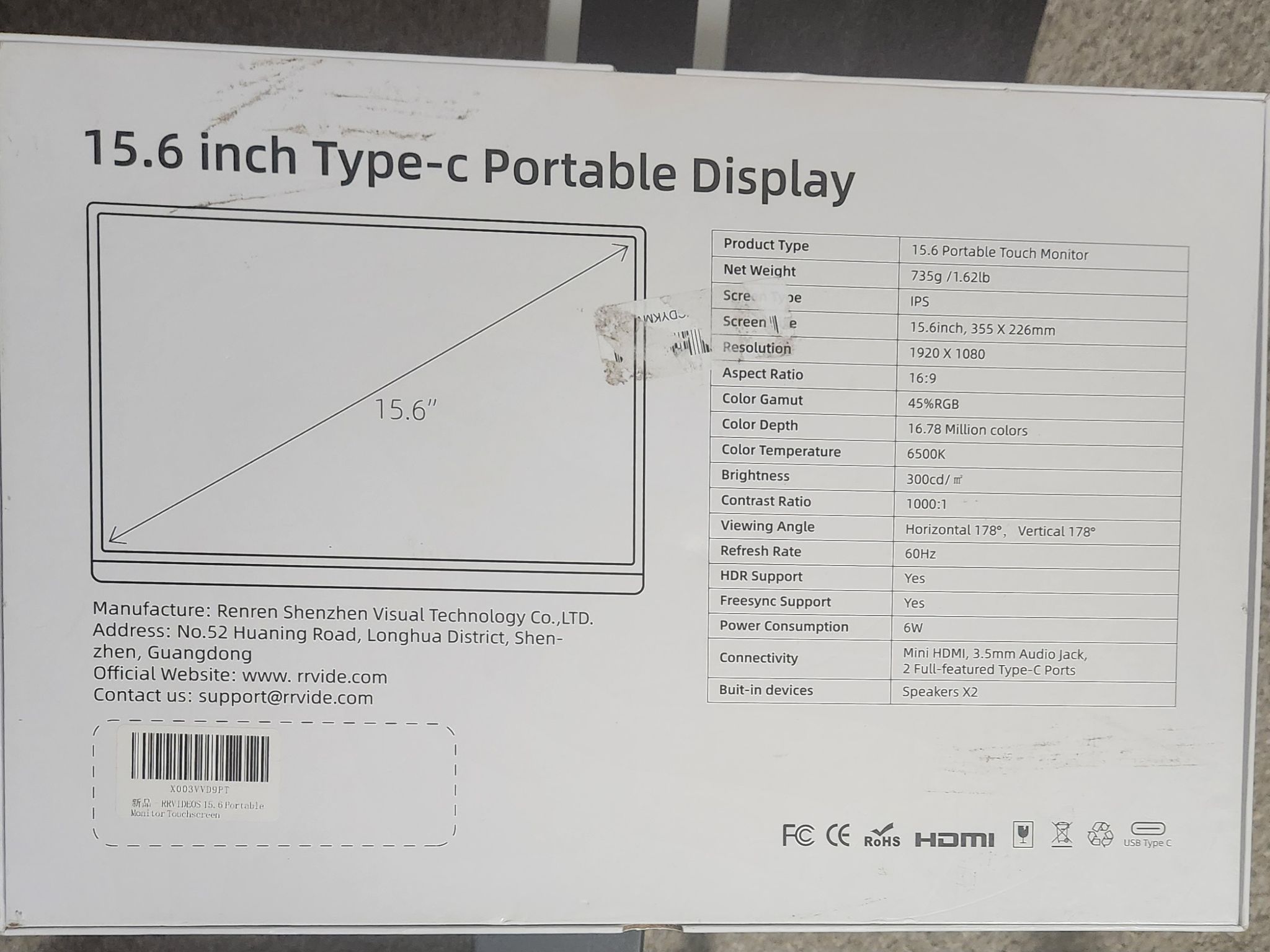 RRVideos Portable Touchscreen Monitor