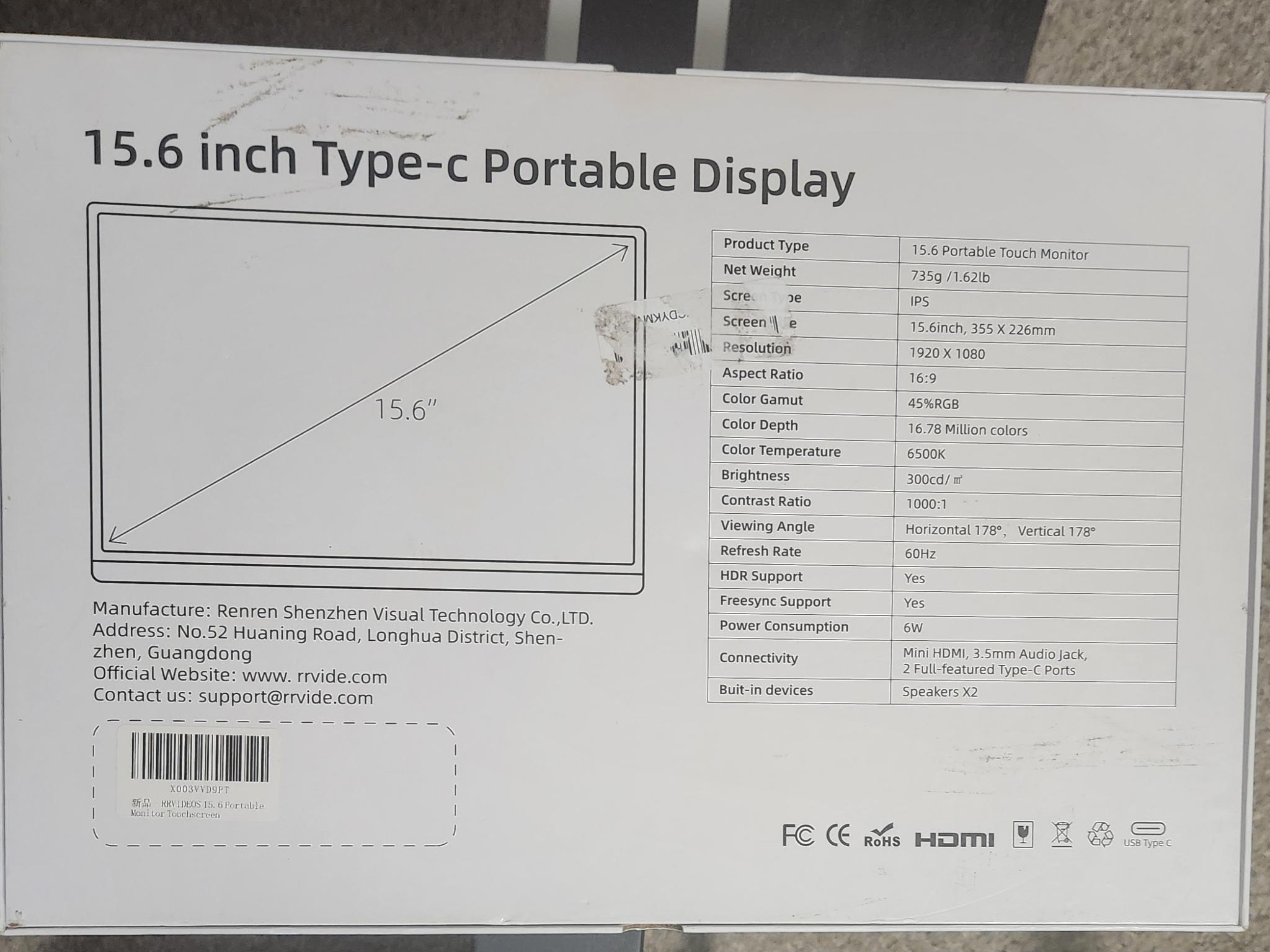 RRVideos Portable Touchscreen Monitor