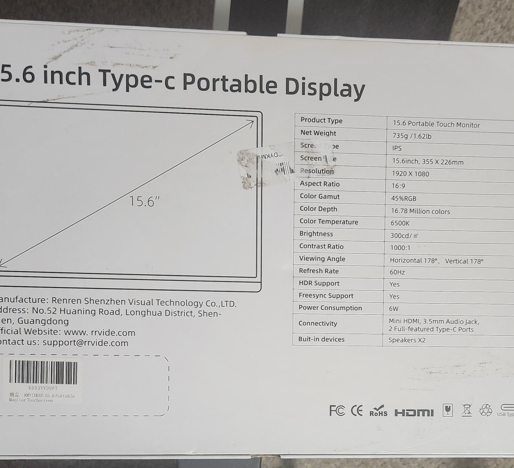 RRVideos Portable Touchscreen Monitor