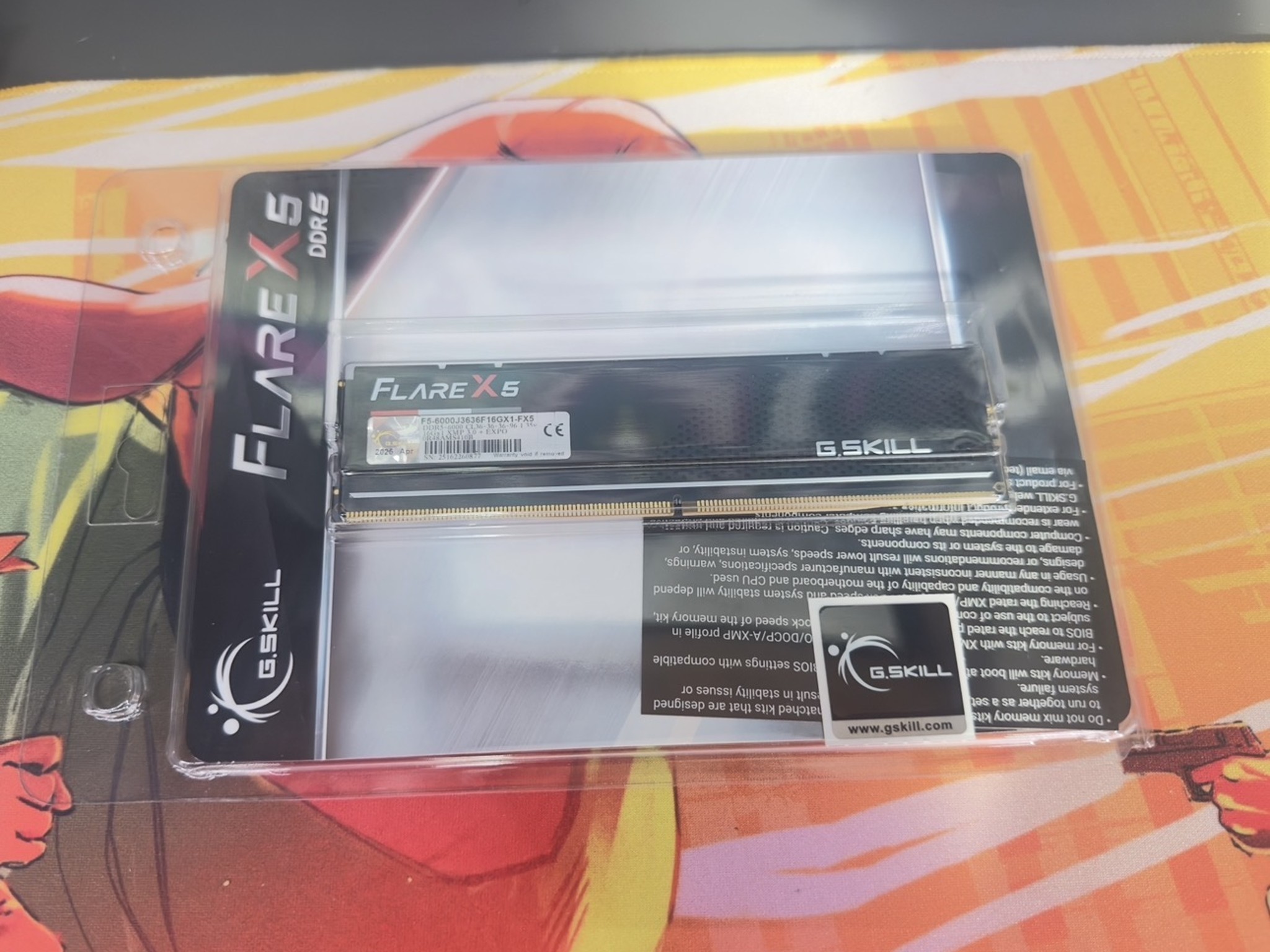 G.Skill Flare X5 16GB (1x16GB) DDR5-6000 PC5-48000 CL36 Single Channel  F5-6000J3636F16GX1-FX5