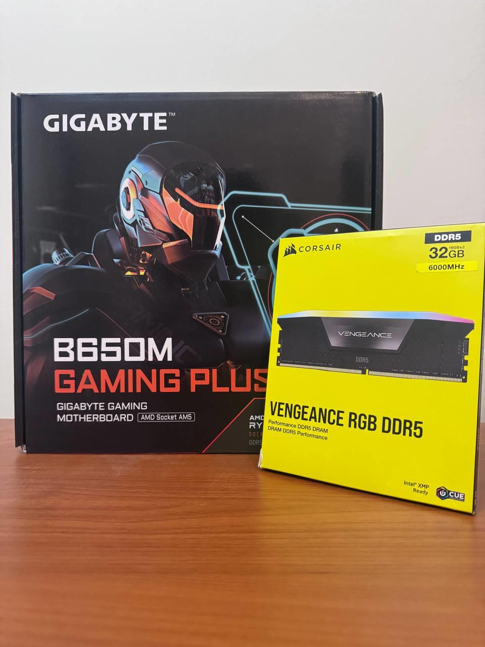 **Bundle** GIGABYTE B650M GAMING PLUS WIFI AM5 + CORSAIR Vengeance RGB 32GB (2x16GB) RAM DDR5