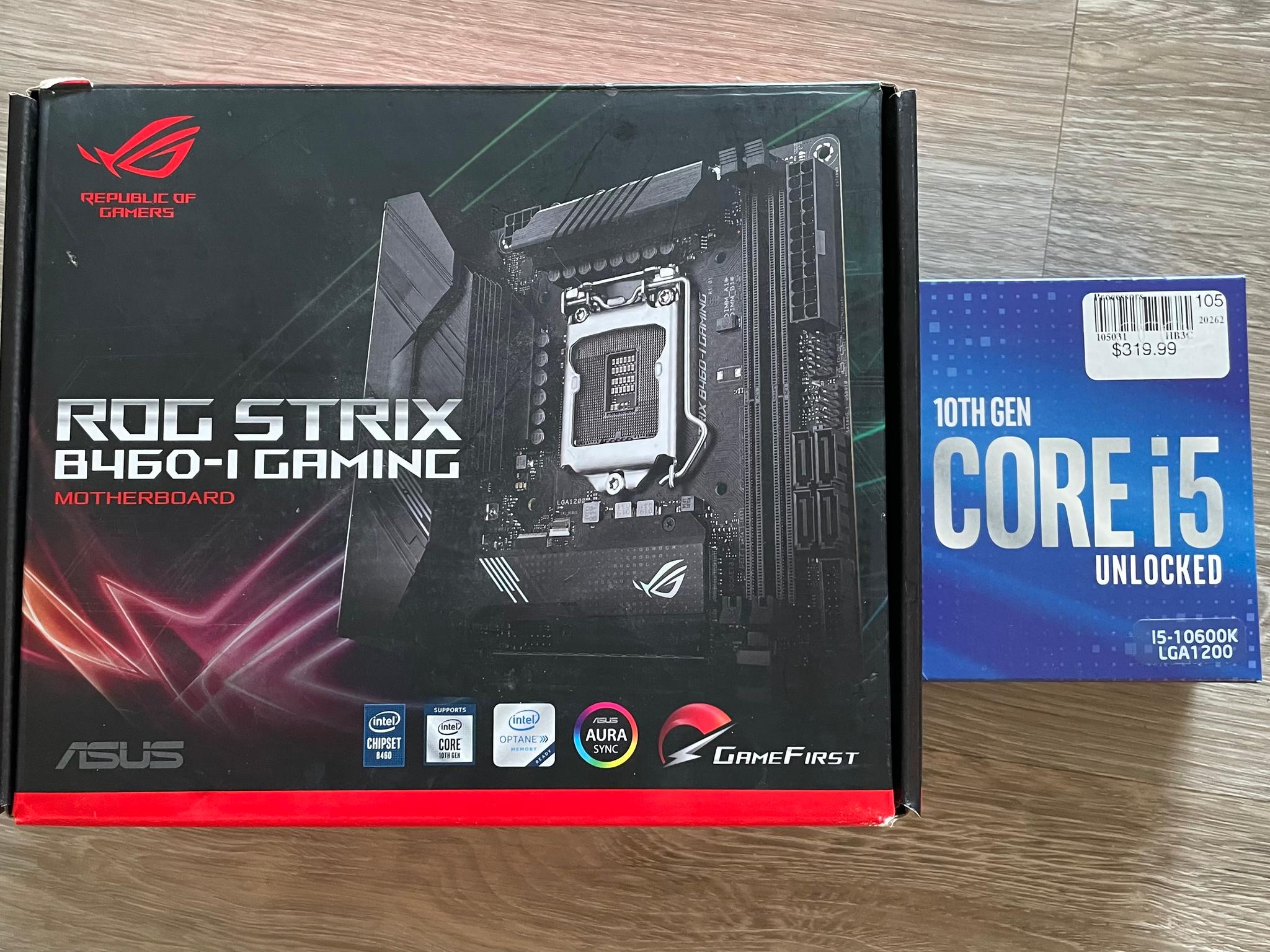 ROG Strix B460-I Motherboard and Intel I5 10600k combo