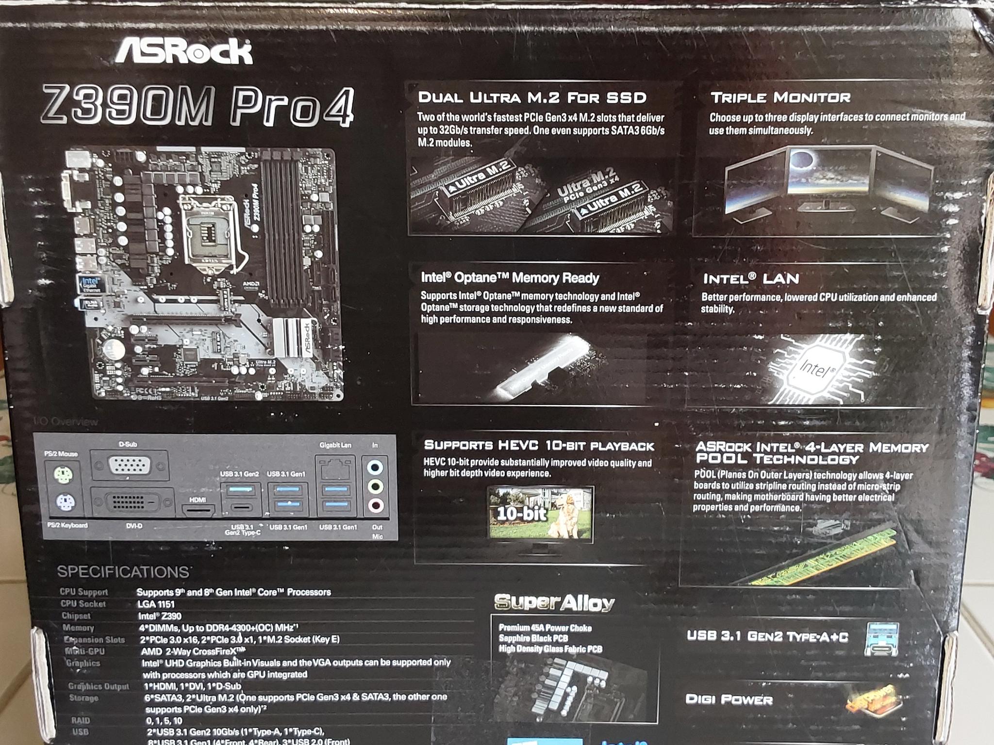 NEW ASRock Z390M Pro4 Intel Z390 LGA 1151 Micro ATX Motherboard