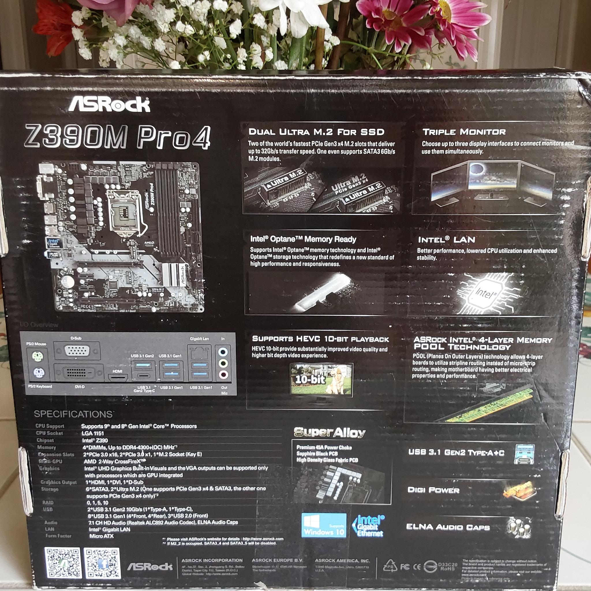 NEW ASRock Z390M Pro4 Intel Z390 LGA 1151 Micro ATX Motherboard