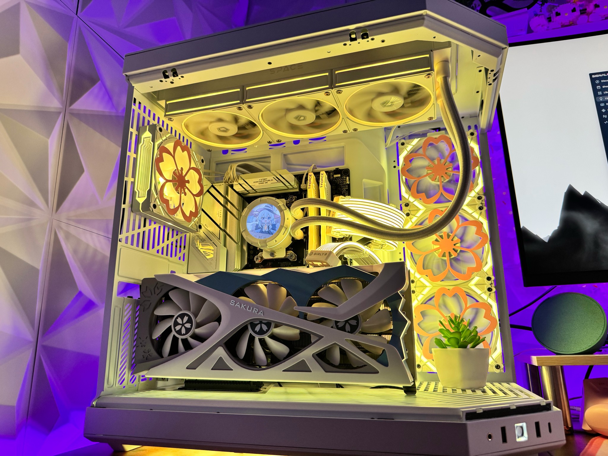 🌸Sakura‑Themed HYTE Y70 Snow White Build – RX 7800 XT, LCD AIO, 32GB DDR5🌸