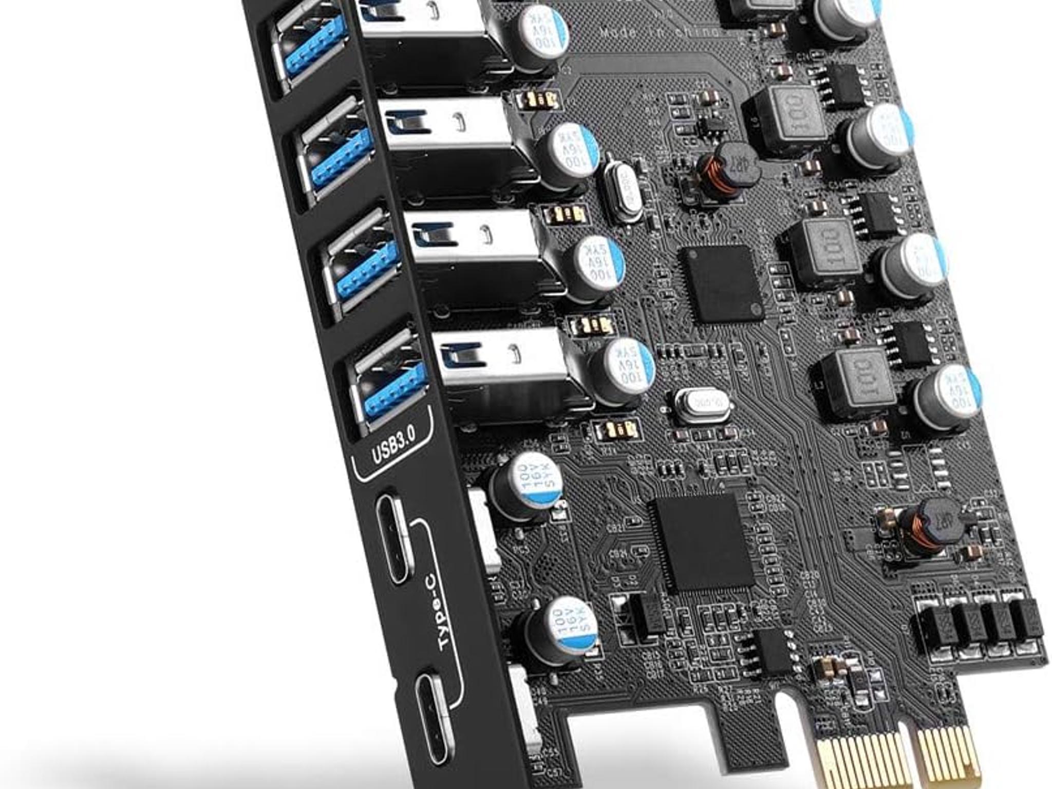 PCIE USB 3.0 Expansion Card 7 Ports 5X Type-A and 2 USB C PCIe Card Super Speed PCI Express USB3 Hub