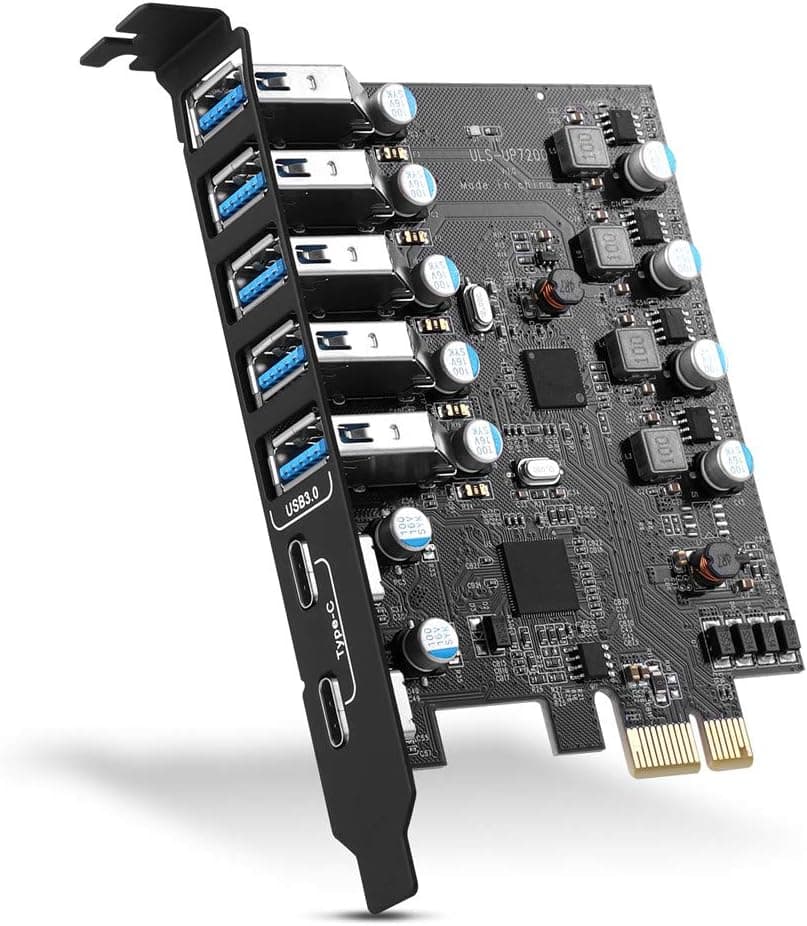 PCIE USB 3.0 Expansion Card 7 Ports 5X Type-A and 2 USB C PCIe Card Super Speed PCI Express USB3 Hub