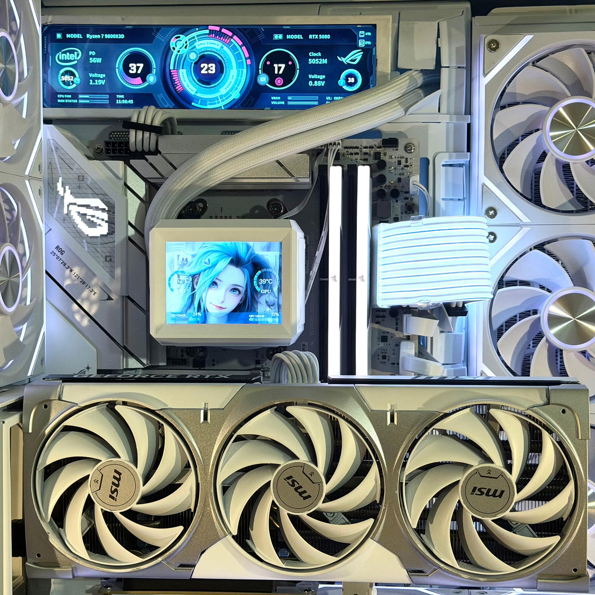 🤍❄️  RTX 5080 | R7 9800X3D | 32GB DDR5 | 2TB | Dual LCD | W11 Pro “FROST MIRAGE” PC |❄️🤍