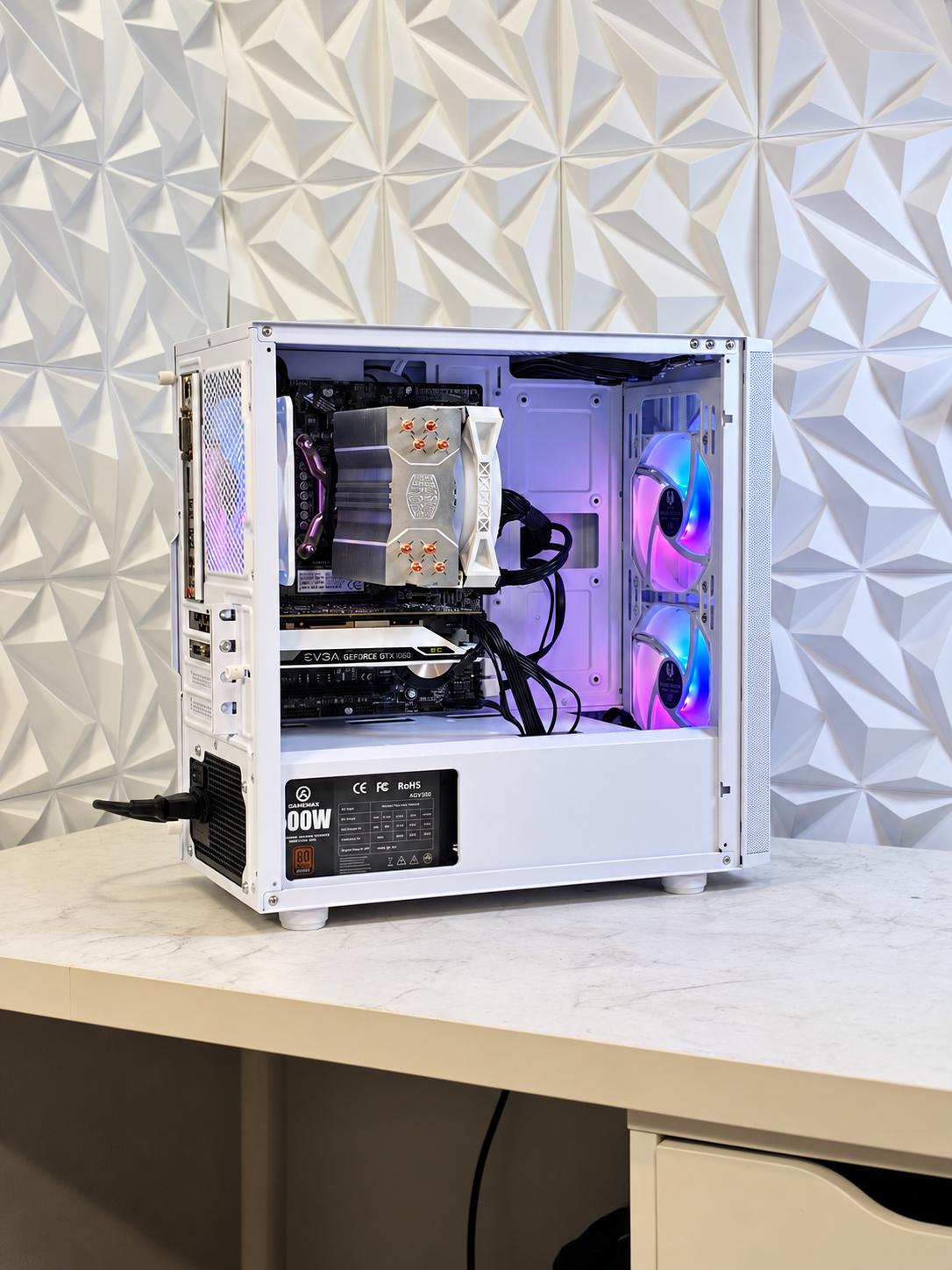 Custom White Gaming PC Build 1060