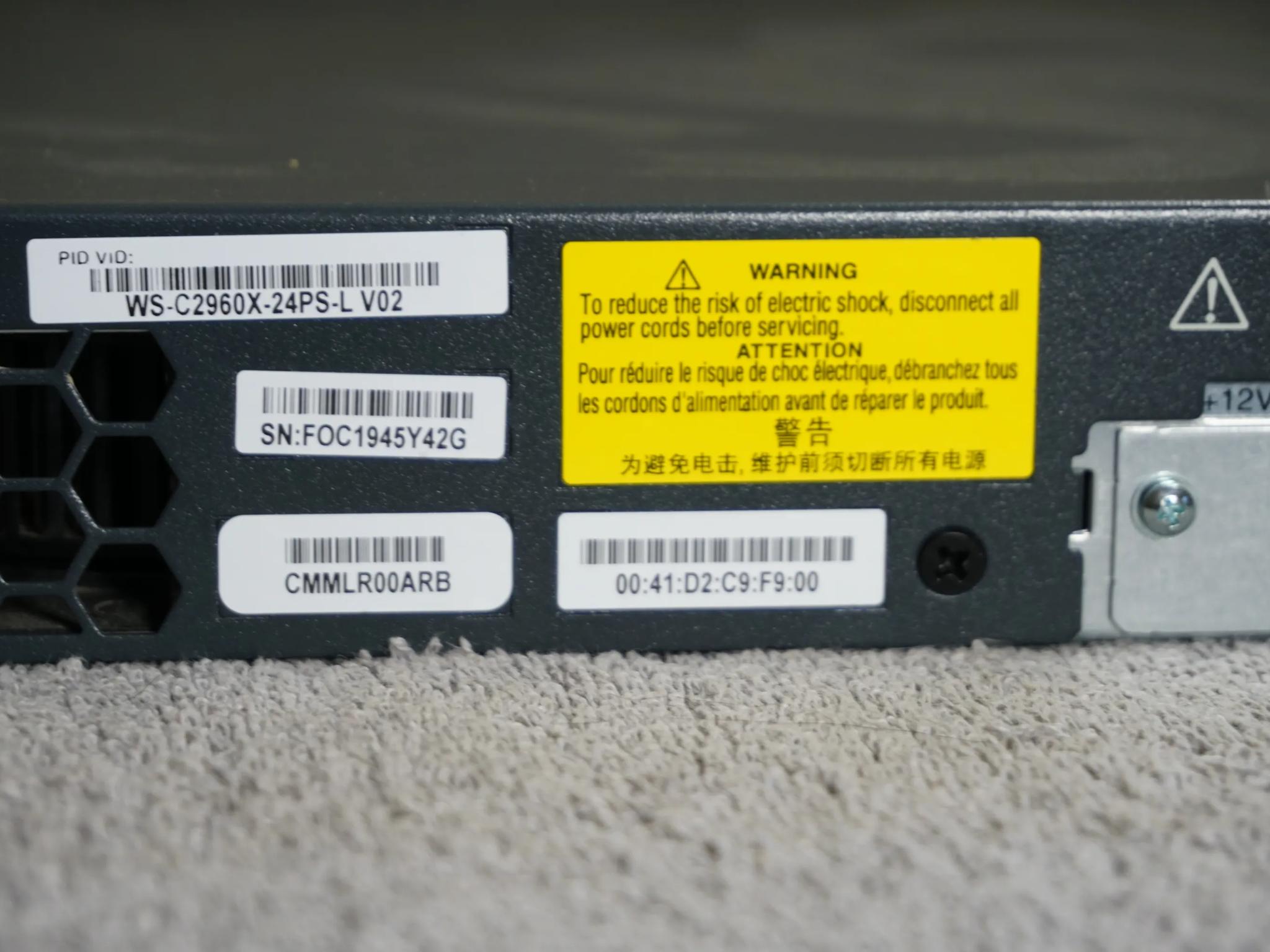Cisco Catalyst 2960X (WS-C2960X-24PS-L) 24-Port Rack-Mountable Switch Managed