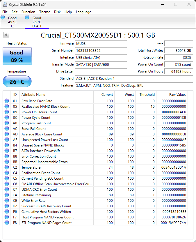 Crucial MX200 500GB 2.5" SATA SSD