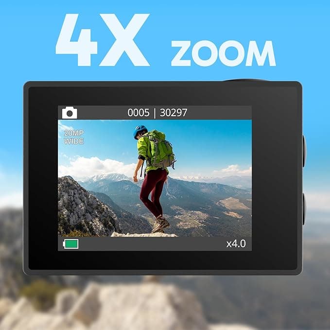 AKASO EK7000 4K Action Camera-131ft Waterproof Camera 4X, Remote Control UHD 20MP w/ Accessories Kit