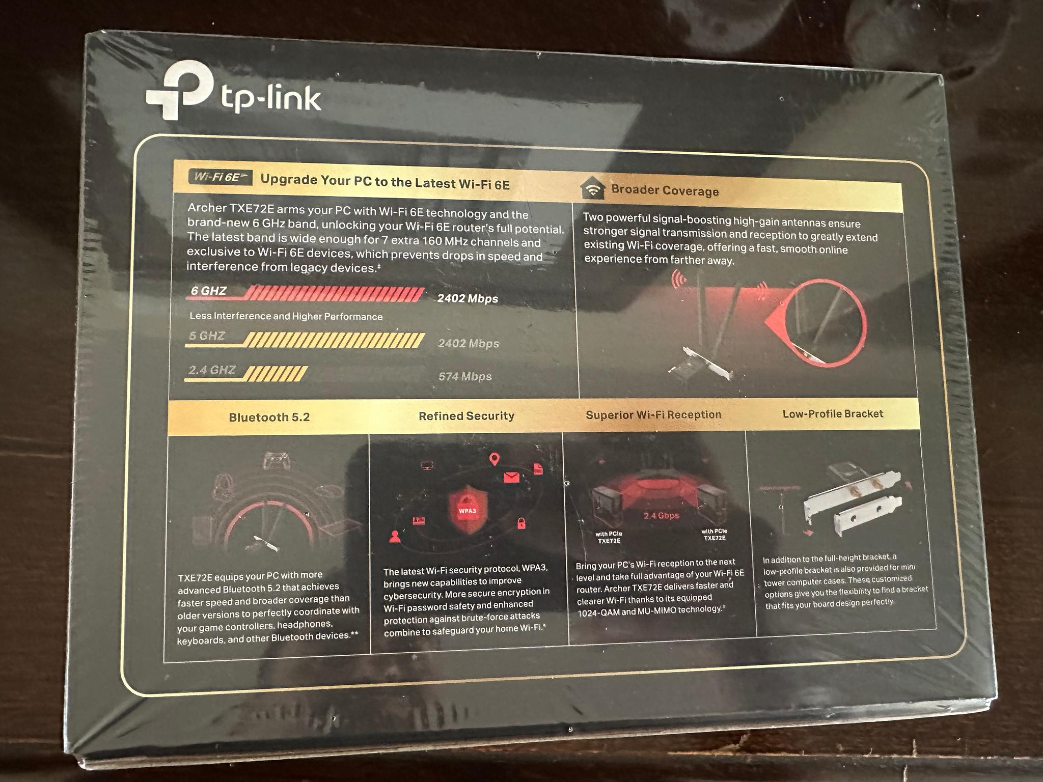TP-Link WiFi 6E AXE5400 (Archer TXE72E) PCIe WiFi 6E/Bluetooth 5.3 Card