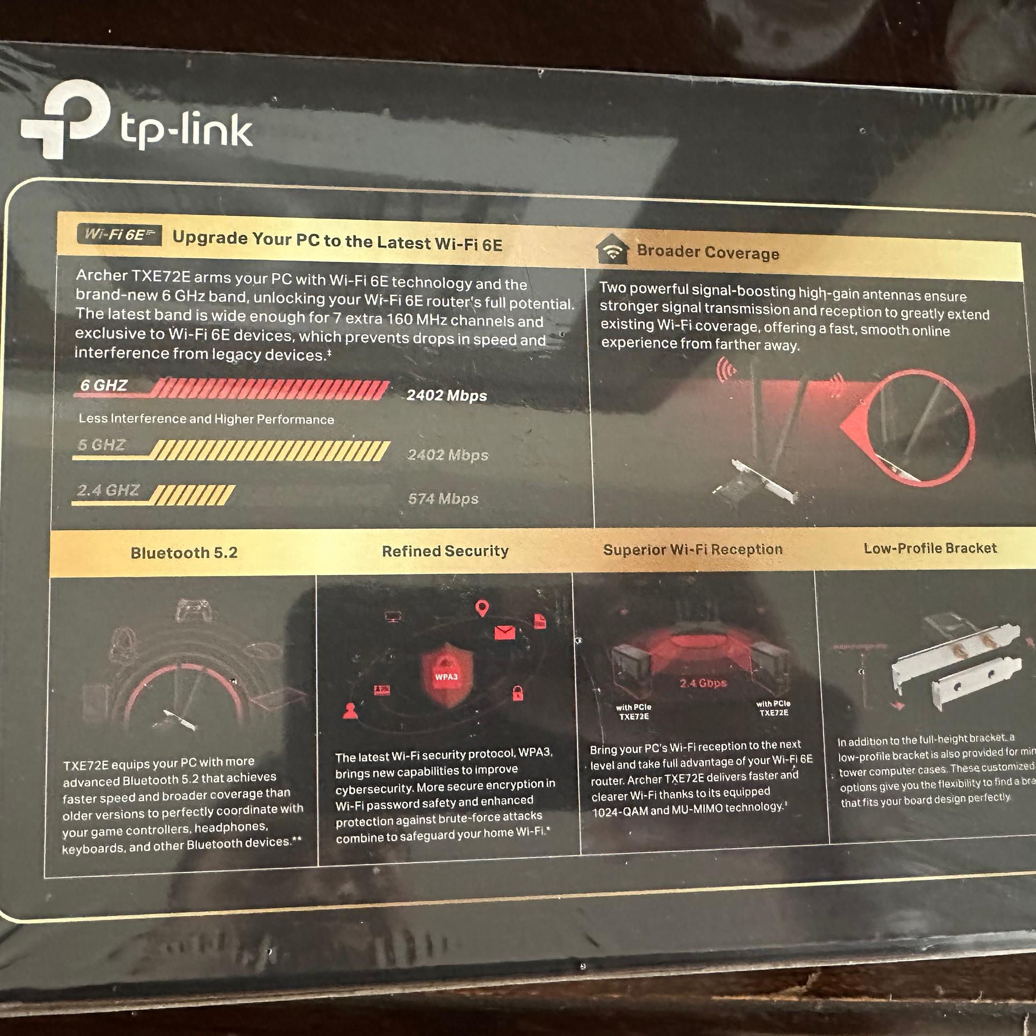 TP-Link WiFi 6E AXE5400 (Archer TXE72E) PCIe WiFi 6E/Bluetooth 5.3 Card