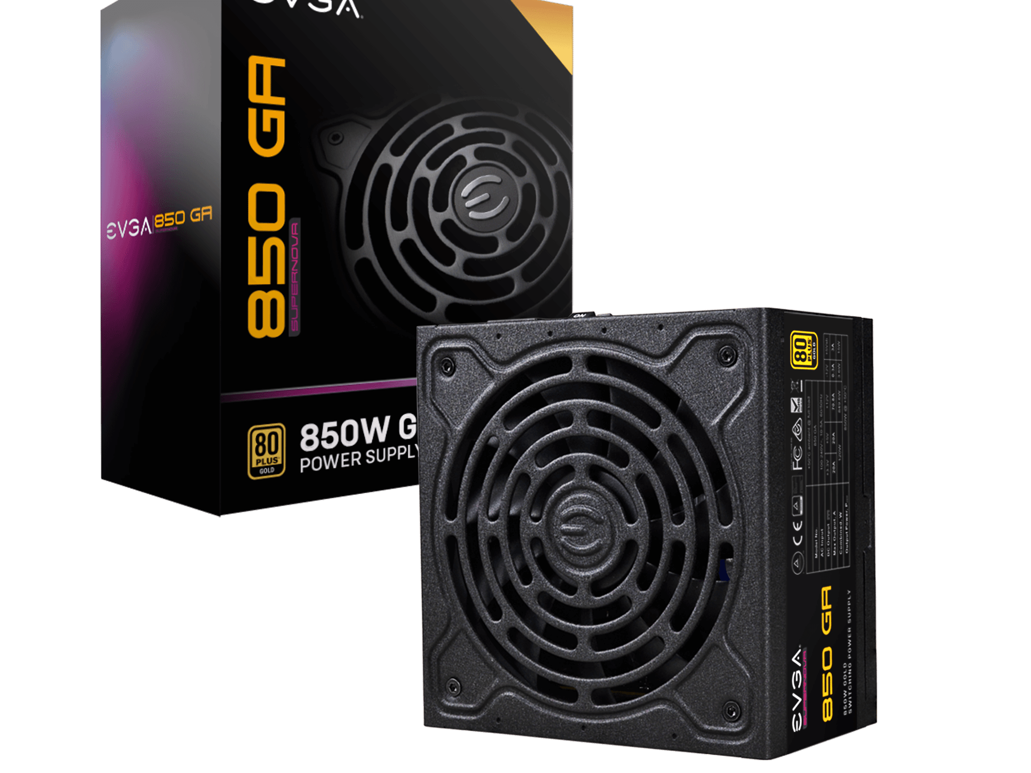 EVGA SuperNOVA 850 GA, 80 Plus Gold 850W, Fully Modular, Eco Mode, Power Supply 220-GA-0850-X1
