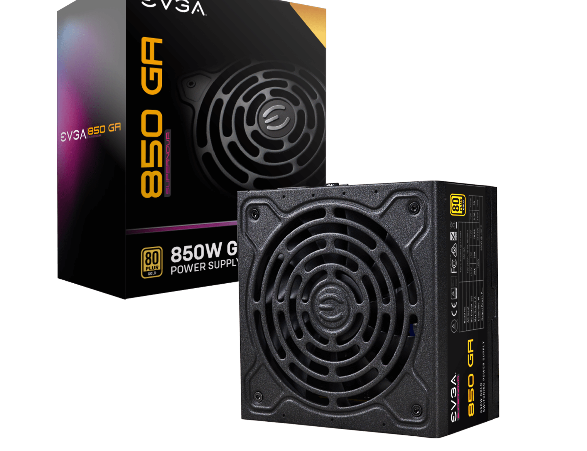EVGA SuperNOVA 850 GA, 80 Plus Gold 850W, Fully Modular, Eco Mode, Power Supply 220-GA-0850-X1