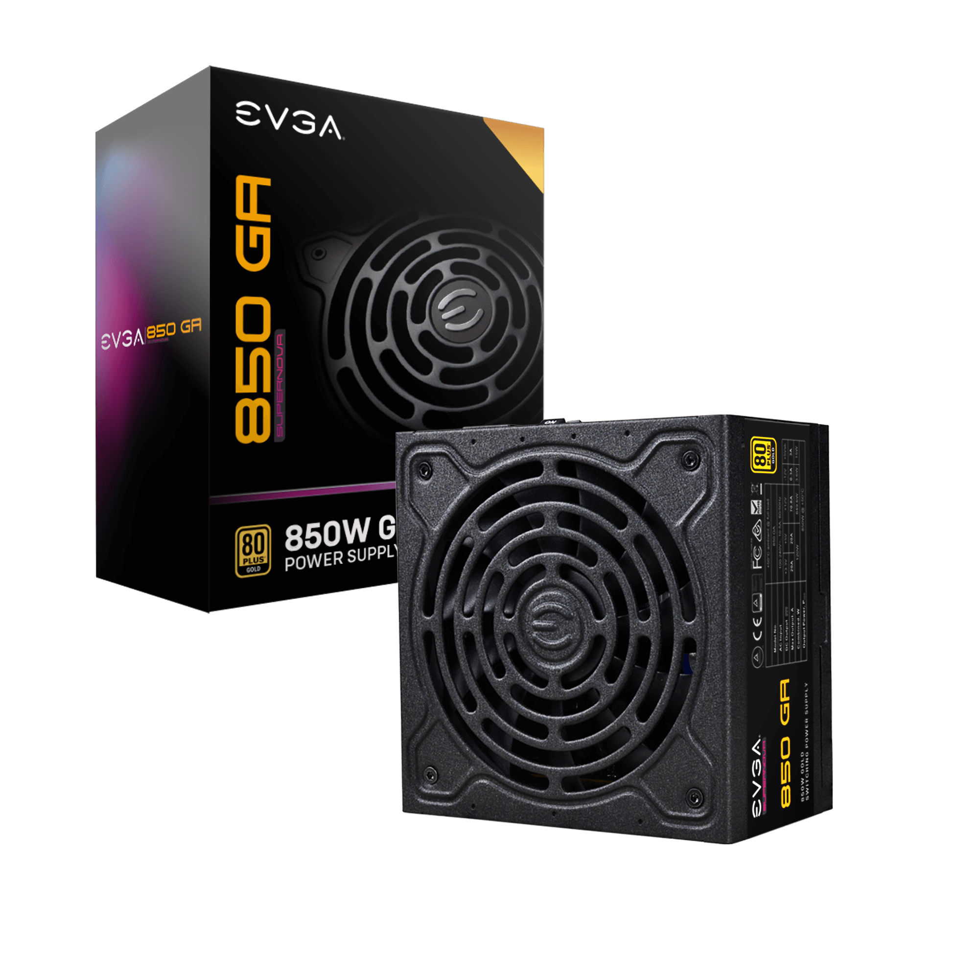 EVGA SuperNOVA 850 GA, 80 Plus Gold 850W, Fully Modular, Eco Mode, Power Supply 220-GA-0850-X1