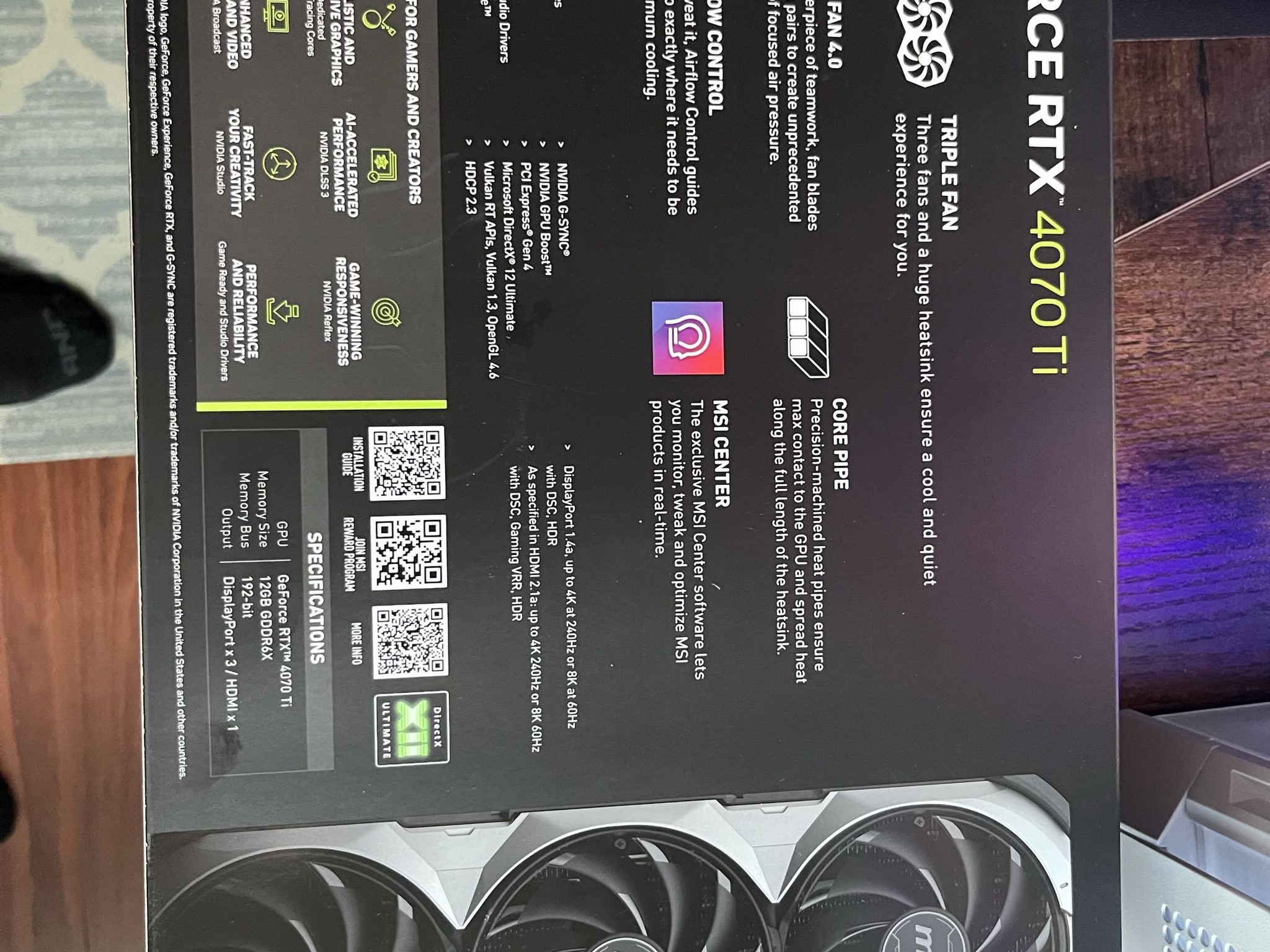 MSI Ventus GeForce RTX 4070 Ti 12GB