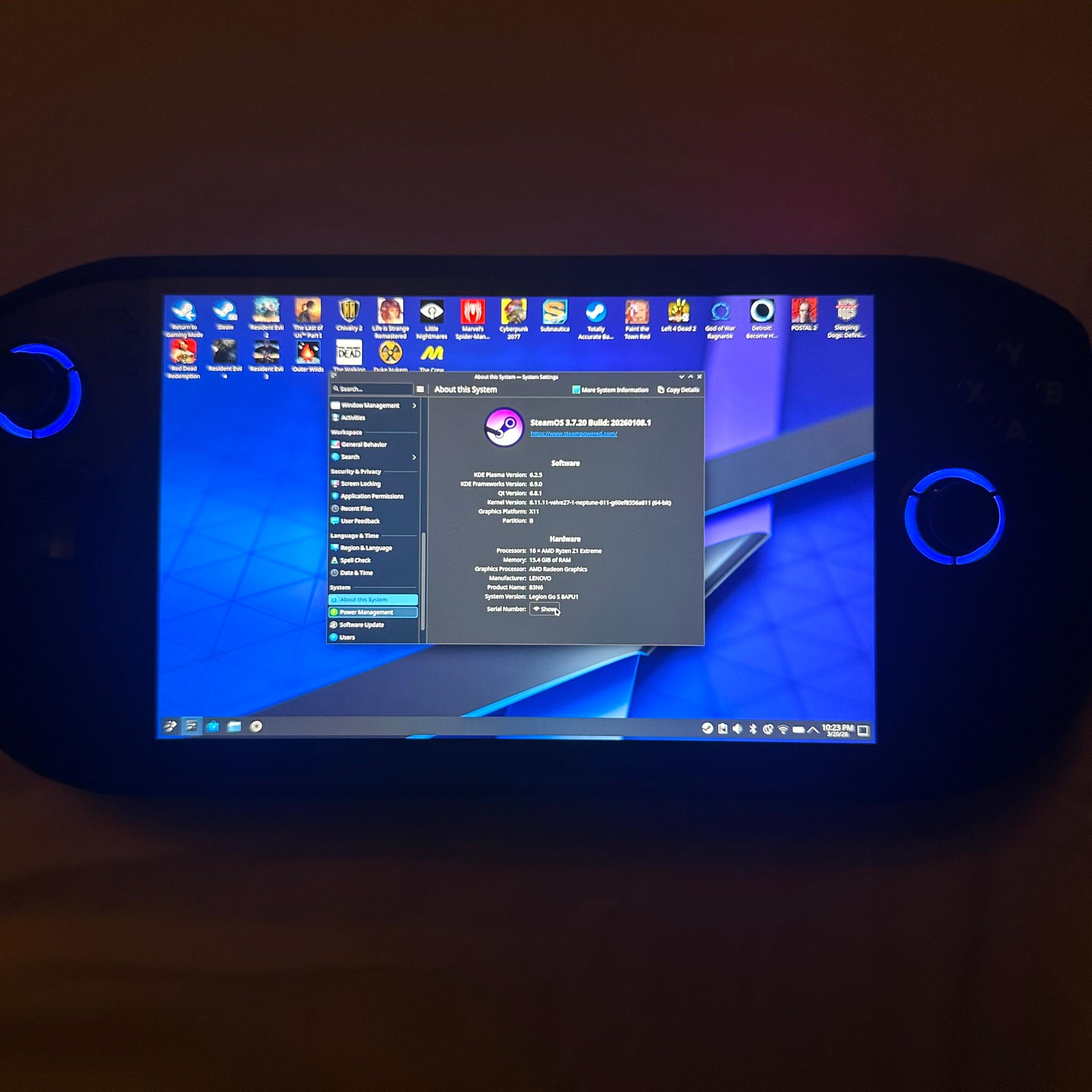 Legion Go S (Steam OS) Ryzen Z1E, 32gb DDR5, 1tb SSD