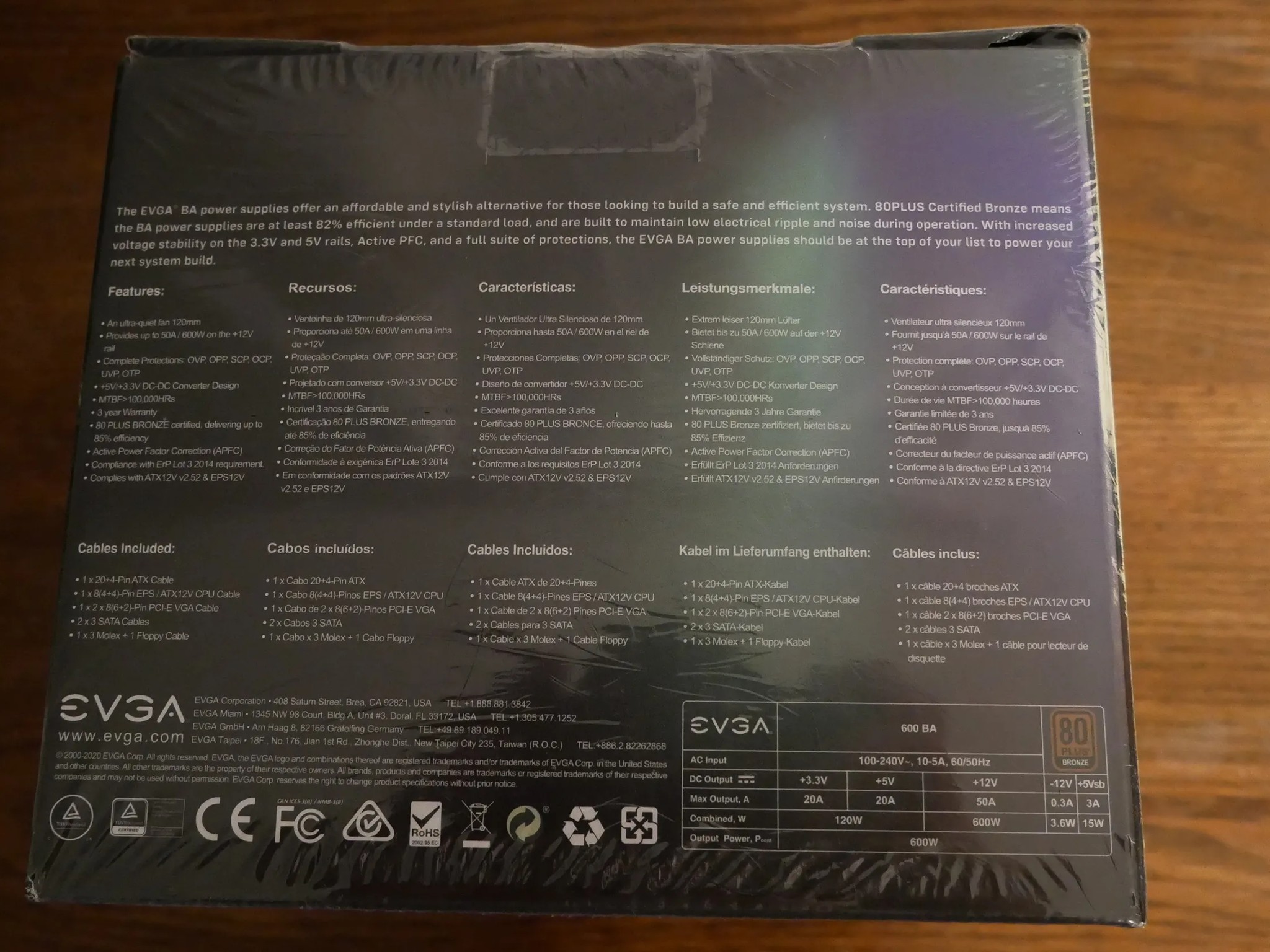 EVGA 600 Ba, 80 Plus Bronze 600w, Power Supply 100-Ba-0600-K1