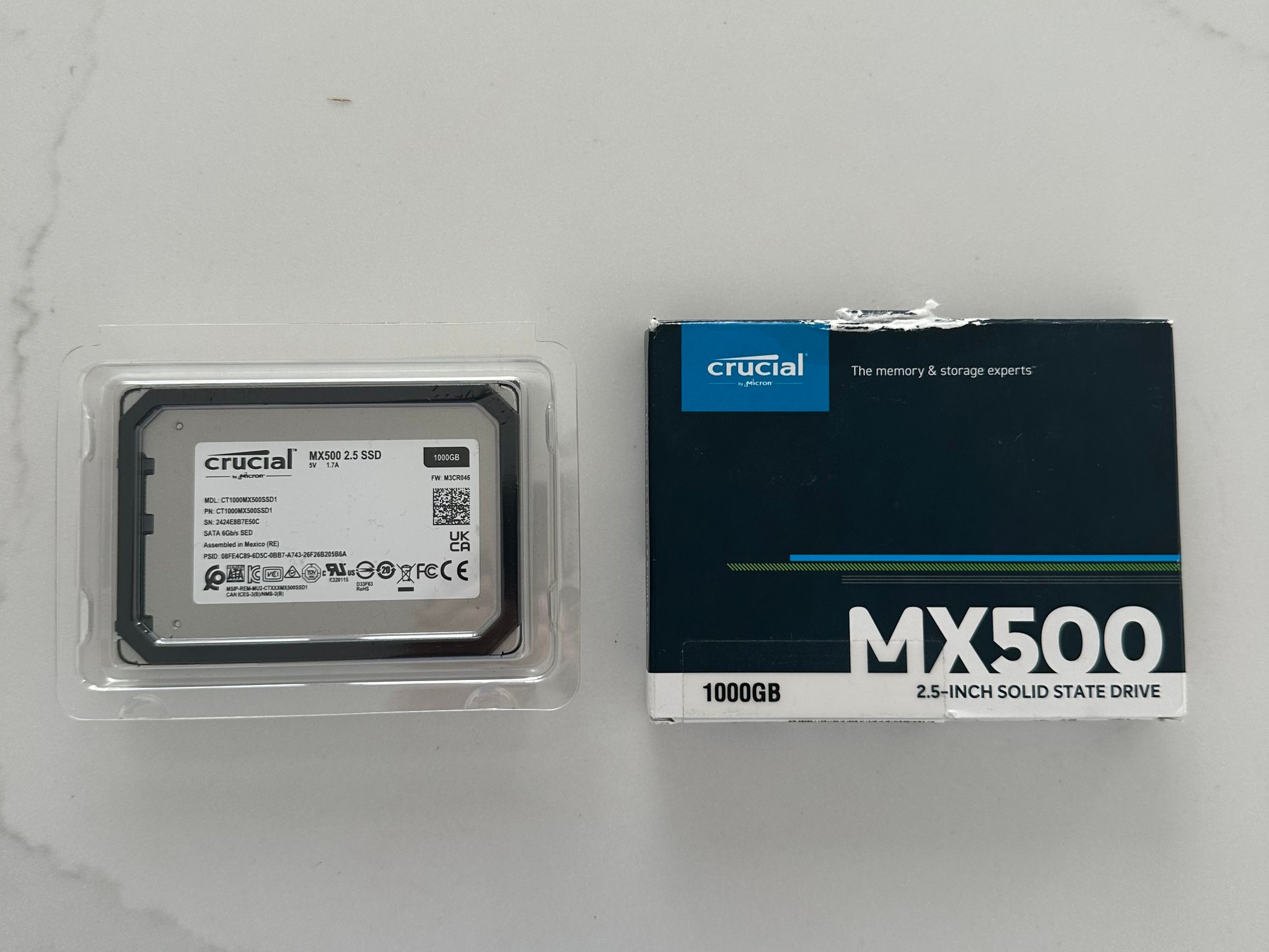 Crucial MX500 1TB SATA 2.5" SSD - Tested 100% Health (Lot of 2)