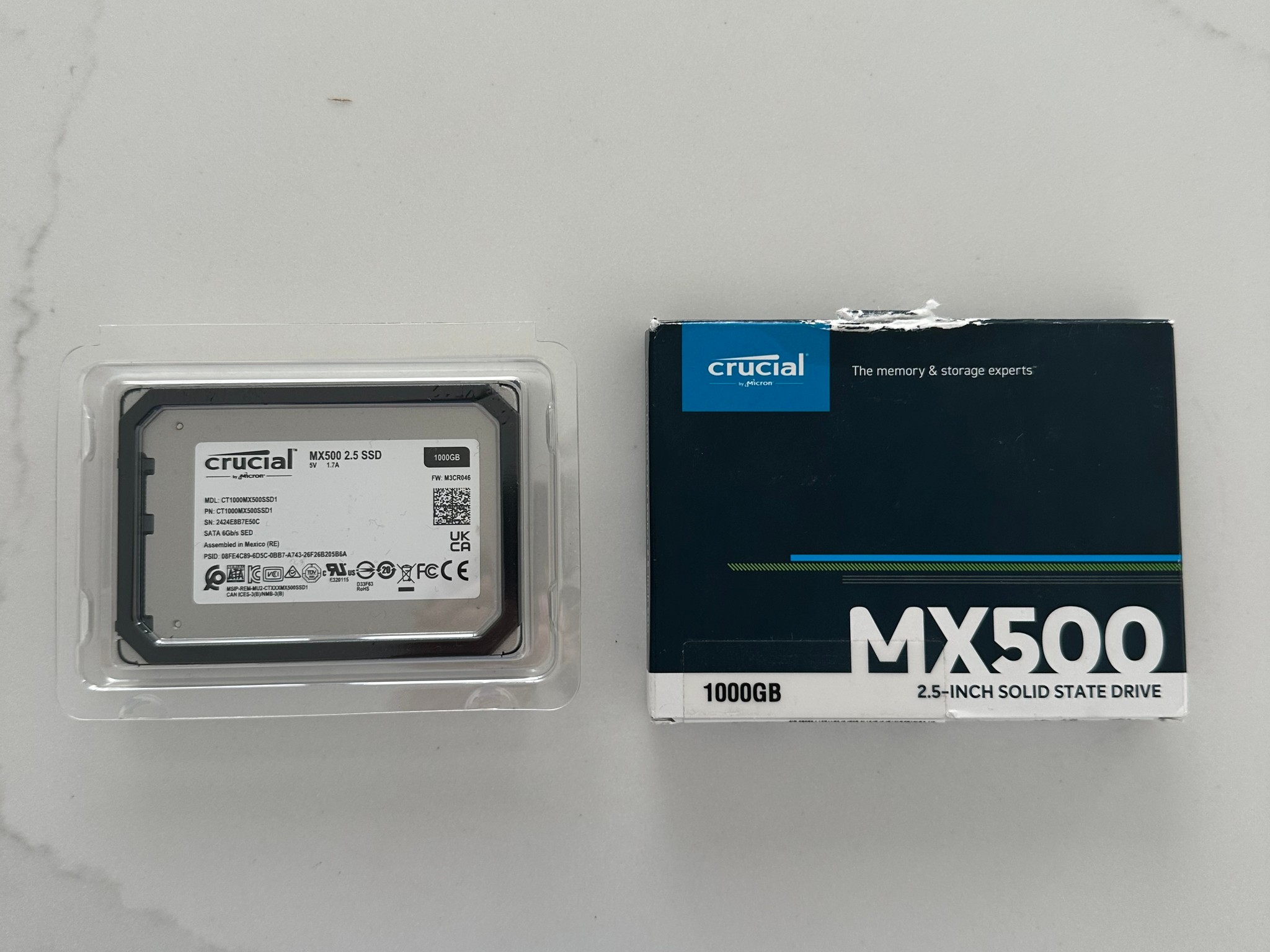 Crucial MX500 1TB SATA 2.5" SSD - Tested 100% Health (Lot of 2)