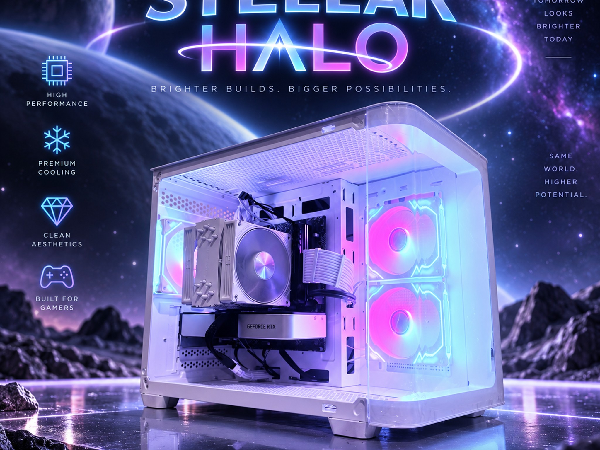 🌈"Stellar Halo"⚪️ | 1440p Gaming | RTX 3060 Ti | Ryzen 5 3600 | 16GB Ram | 500GB SSD | Free Ship