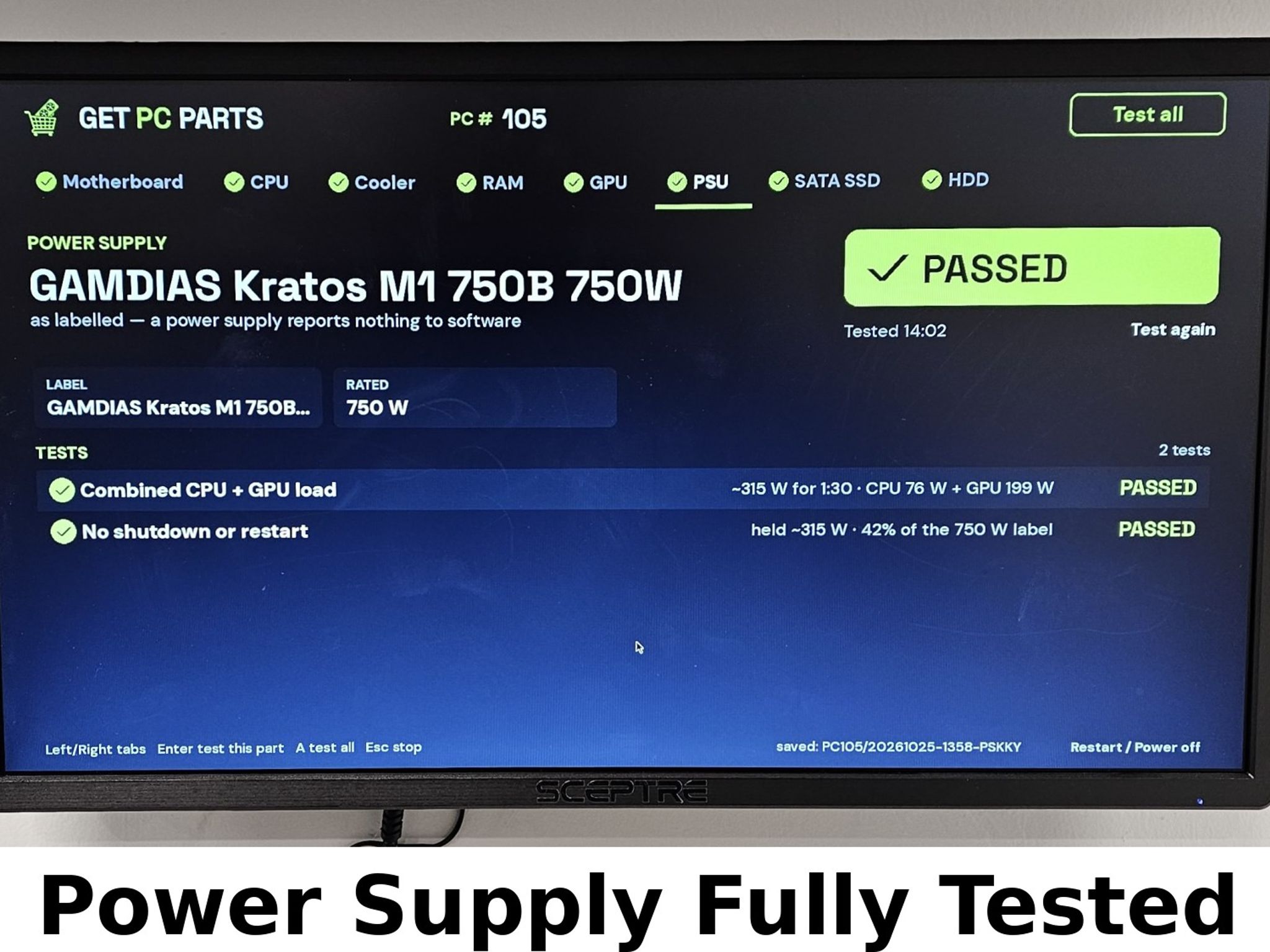 750 Watt PSU GAMDIAS KRATOS M1-750B Power Supply