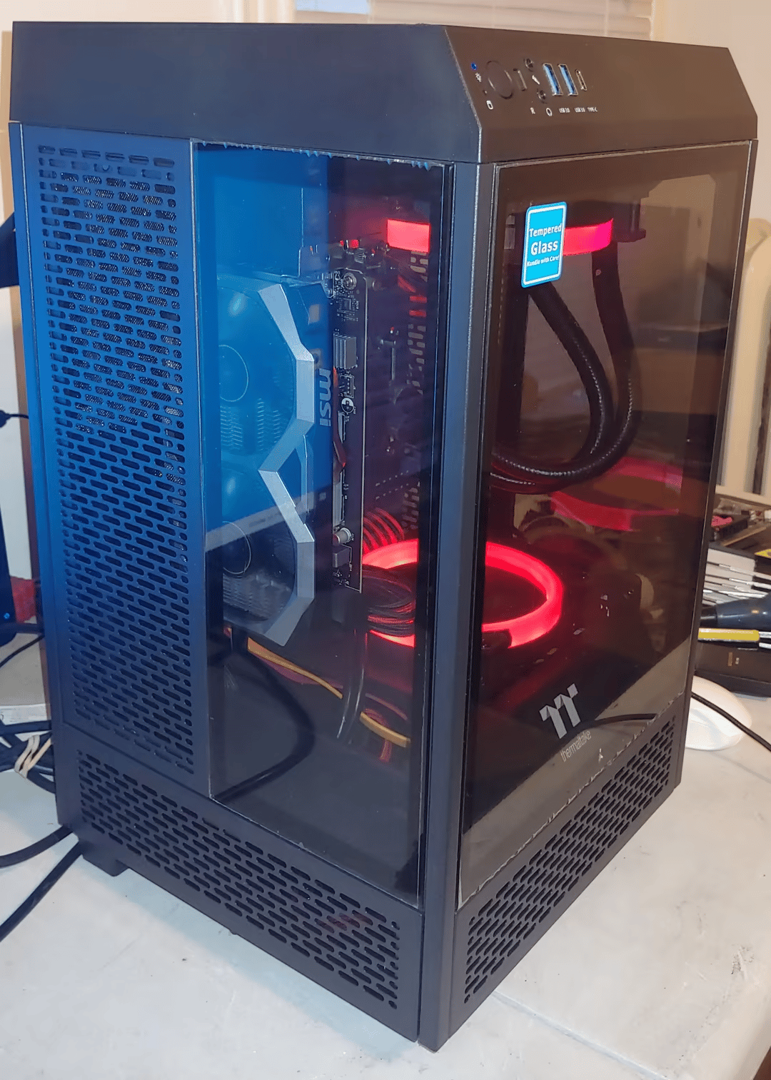 Mini ITX GTX 1650 256SSD 2TB HD Water Cooled Thermaltake Tower 100